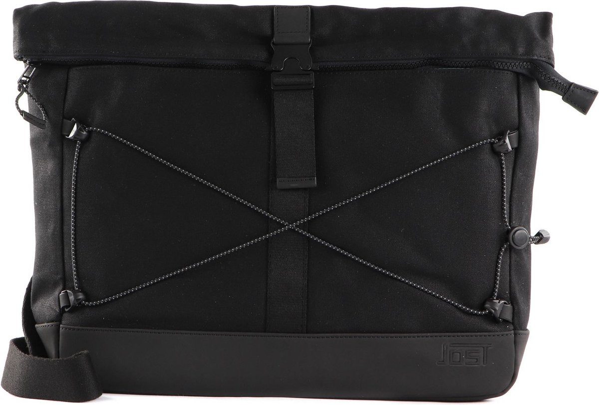 Jost Messenger Bag Ystad Messenger Crossbody Tasche - Schwarz, mit Laptopfach