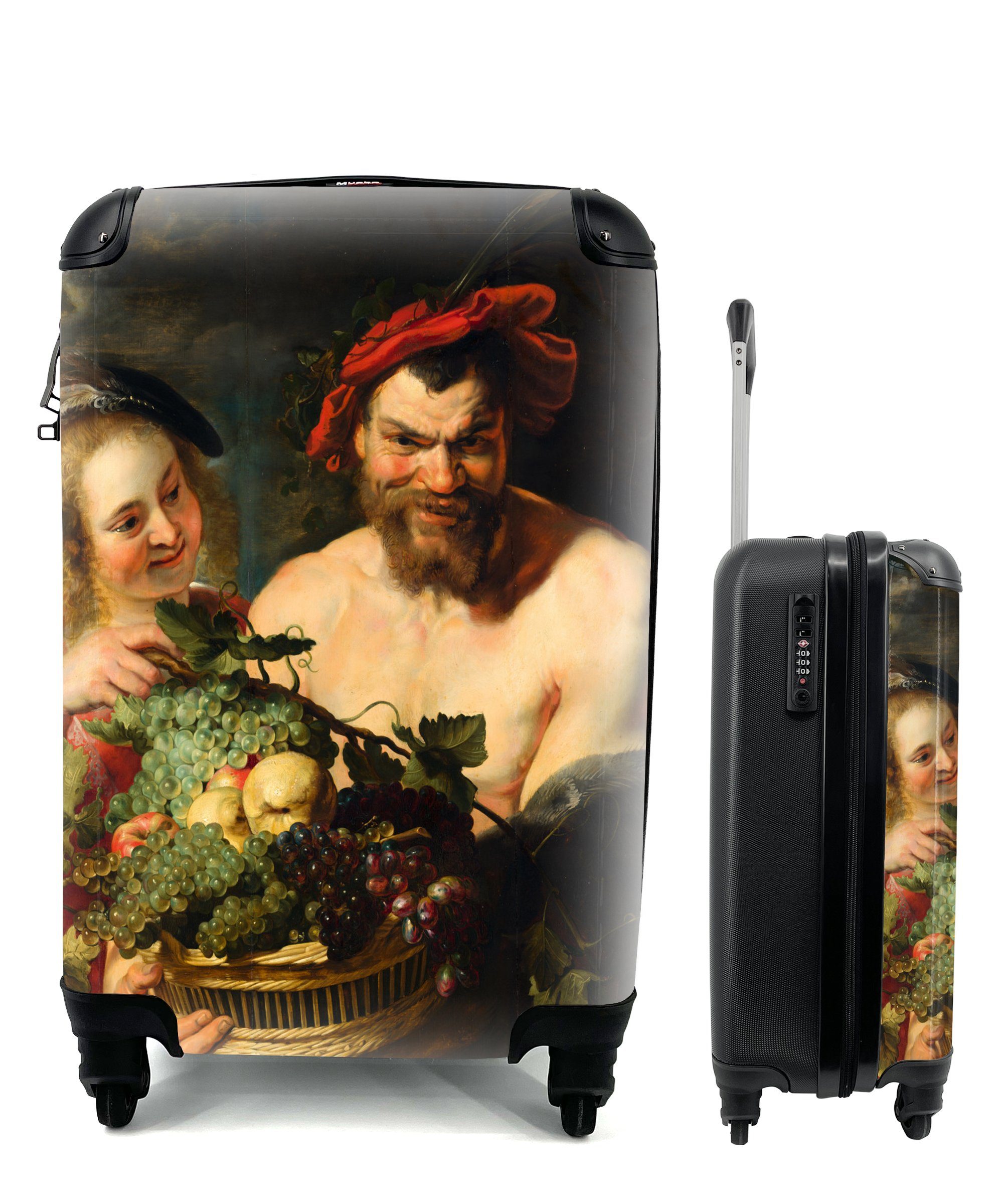 MuchoWow Handgepäckkoffer Nymphe und Satyr - Gemälde von Peter Paul Rubens, 4 Rollen, Reisetasche mit rollen, Handgepäck für Ferien, Trolley, Reisekoffer