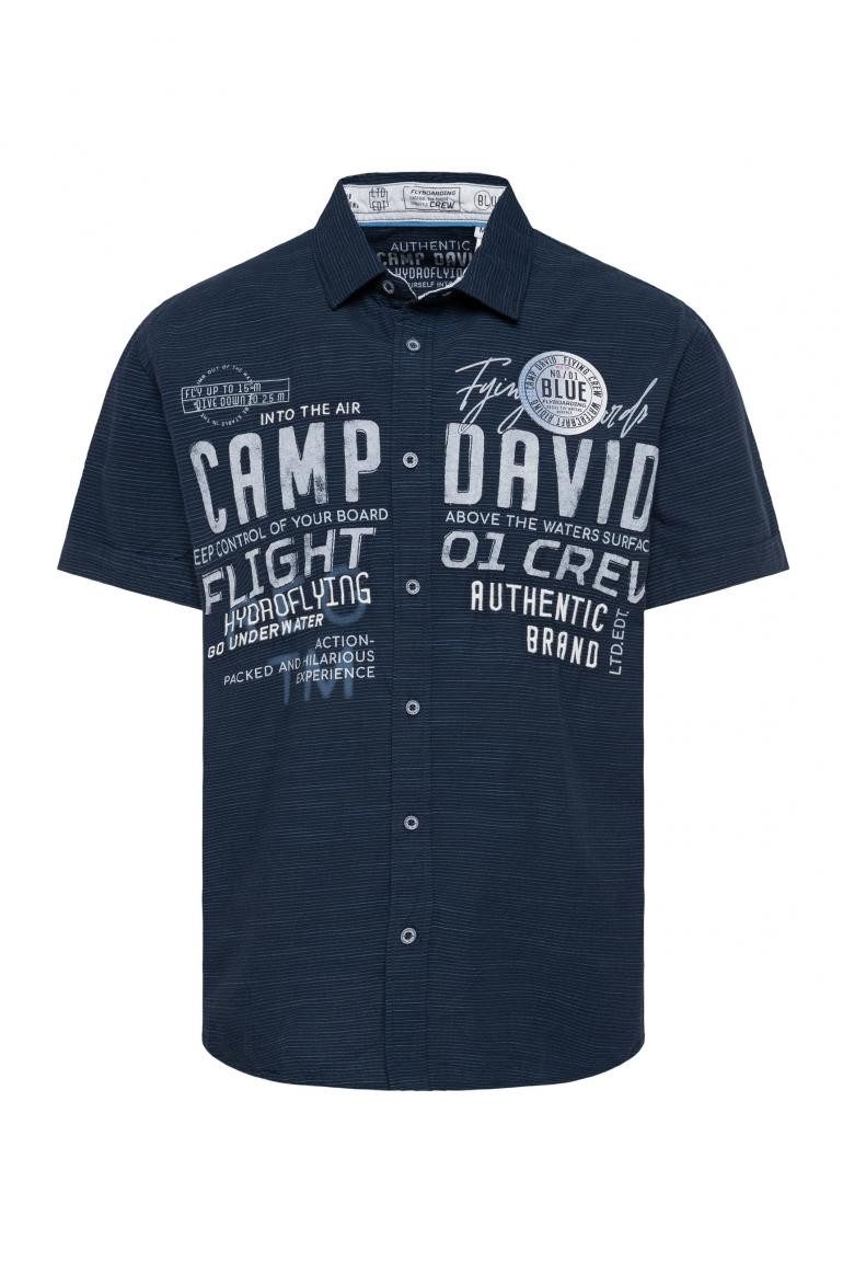 CAMP DAVID Kurzarmhemd mit Label-Stickereien günstig online kaufen