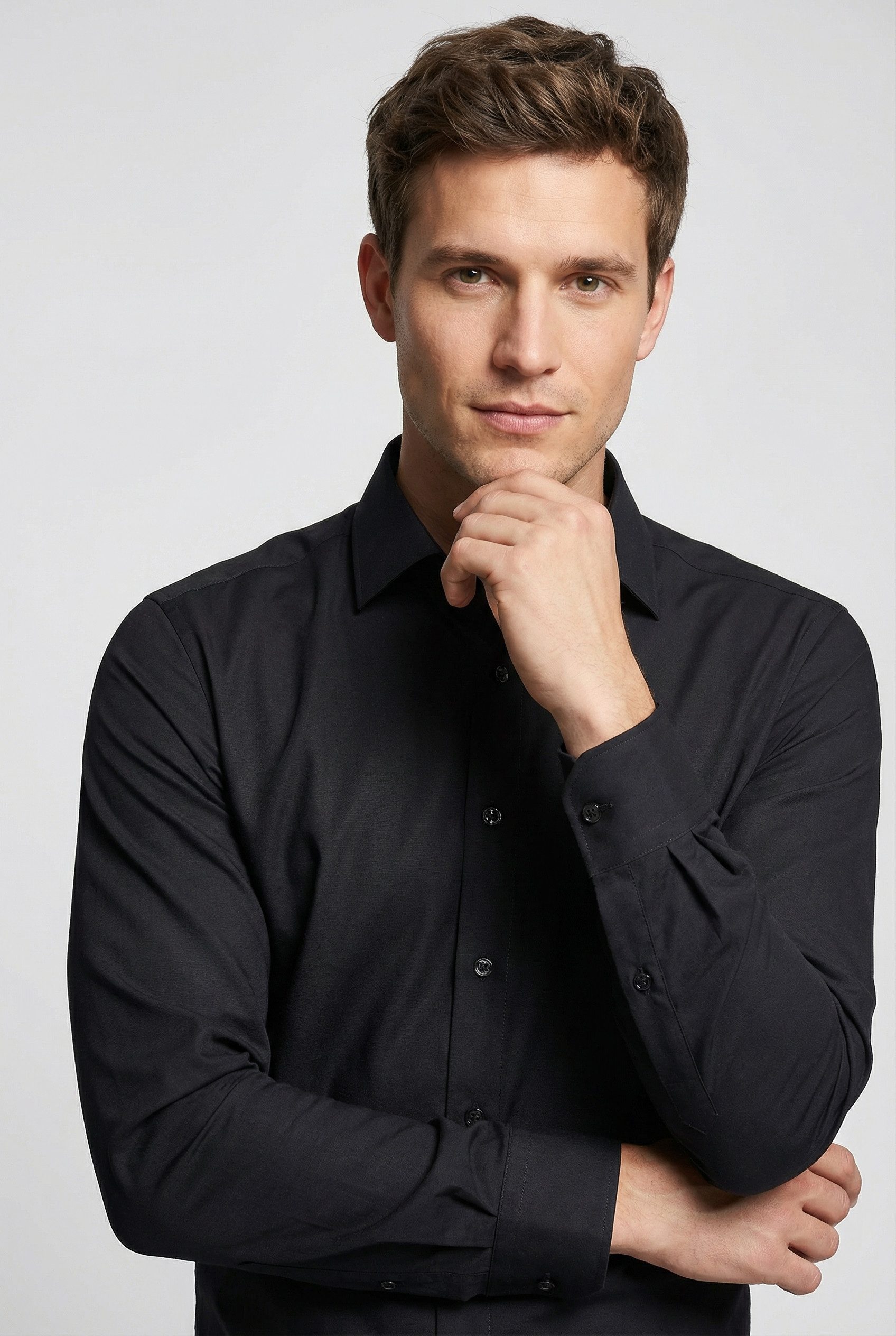 MARVELIS Langarmhemd modern fit, verlängerter Arm, Businesshemd, New-Kentkragen