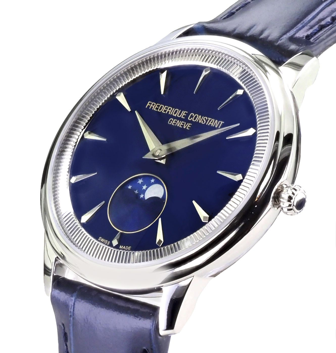 Frederique Constant Schweizer Uhr Damen Uhr Moneta 37 mm Ø Moonphase FC-206N3S6 Moneta, mit Mondphasenanzeige