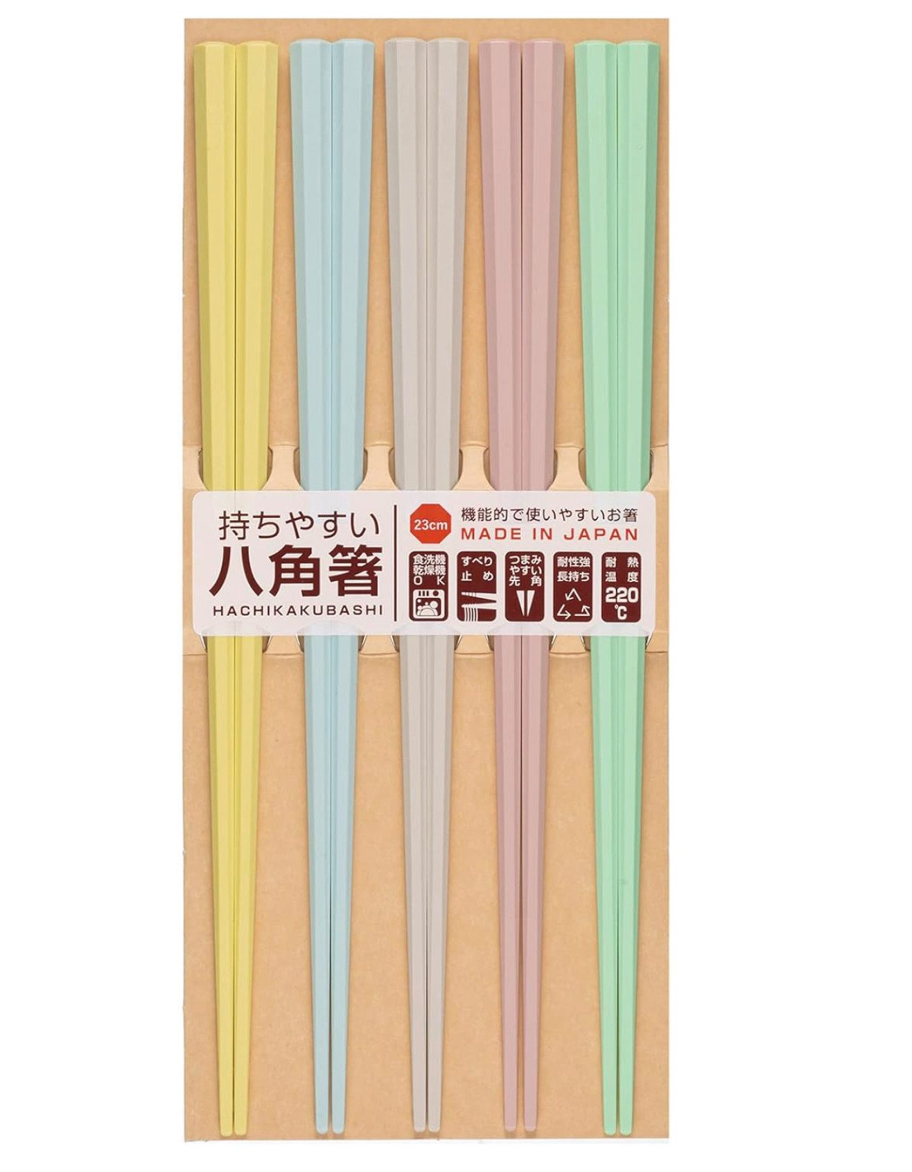 SUNLIFE Essstäbchen Made in Japan 5pair bunte achteckige Essstäbchen
