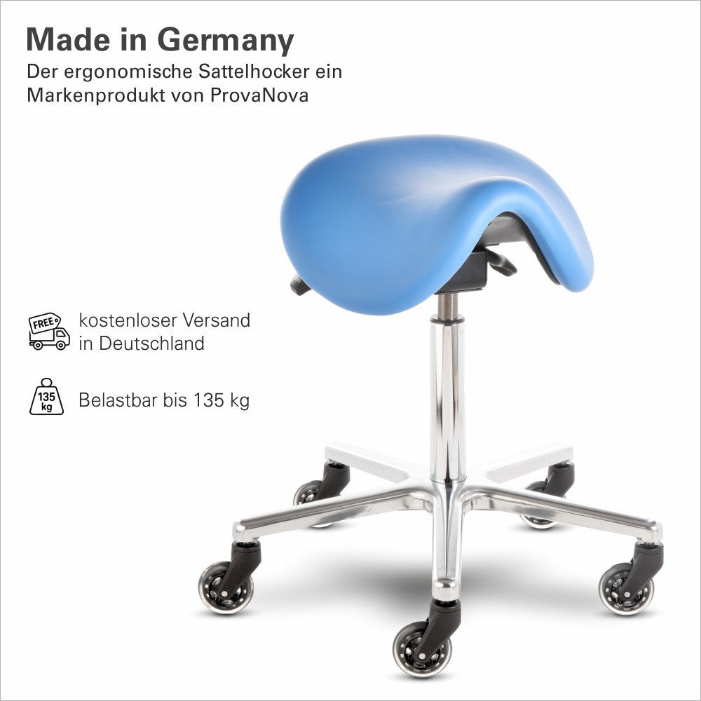 Prova Nova Arbeitshocker Sattelhocker mit Skaterrollen (75mm) docy® Melbourne 4641