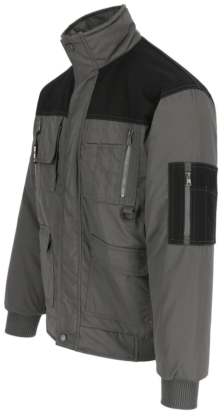 Herock Arbeitsjacke Typhon Farben mit robust, viele grau Wasserabweisend Taschen, Fleece-Kragen, Jacke viele
