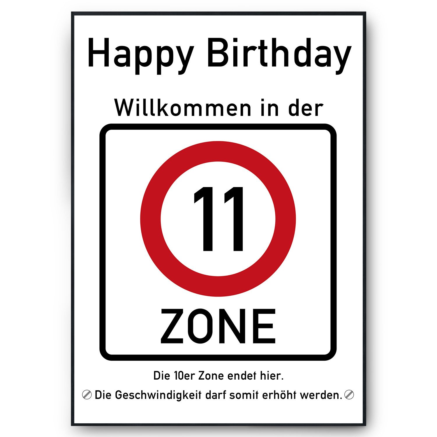 Tigerlino Poster 11. Geburtstag Geschenk Verkehrszeichen günstig online kaufen