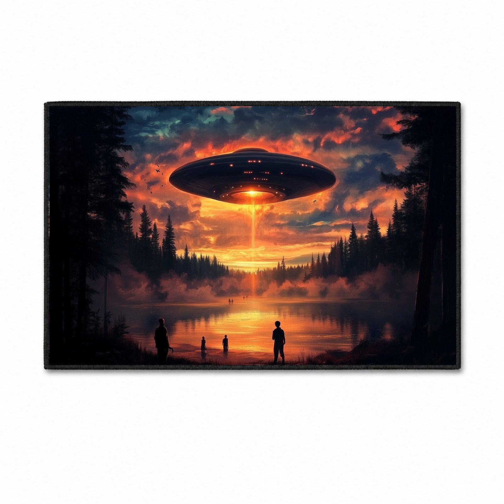 Jumpeak Teppich UFO, teppich jugendzimmer junge, tepichwohinzimer, teppich waschbar, Rechteckig, Höhe: 5 mm, länglicher teppich,Kunstkaschmir, teppichmuster,großeteppiche