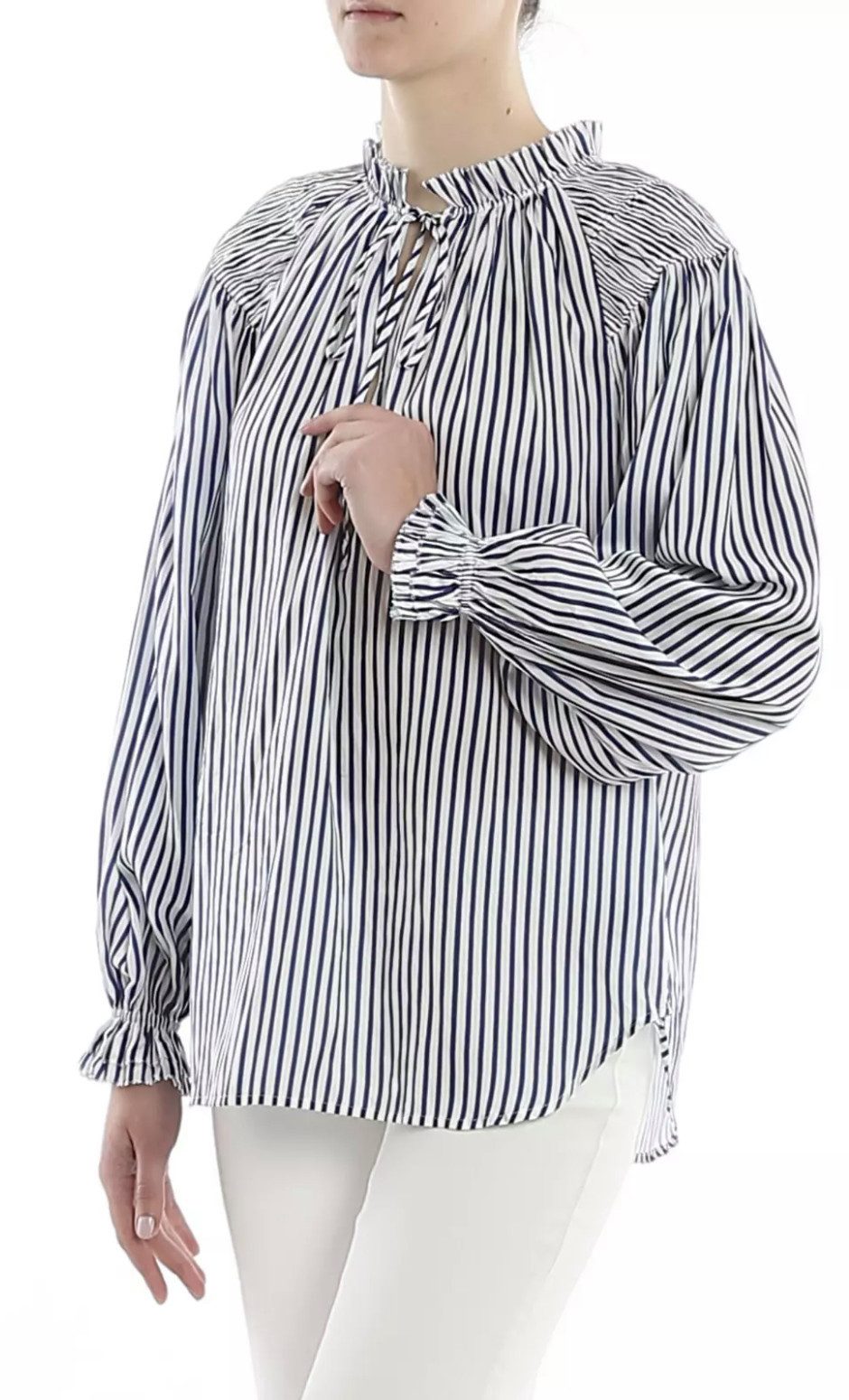 Rüschenbluse Caddy Rüschenbluse Stilvolle Bluse Hemd Shirt mit Streifenmuster
