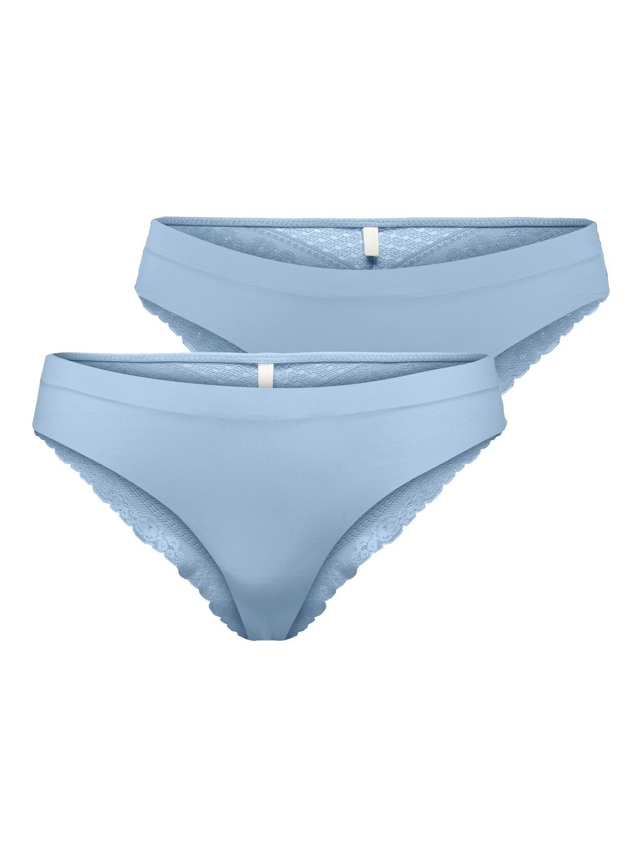 ONLY Slip Spitzen Slips 2-er Pack Unterhosen Brazilian Tanga ONLLAURA (2-St) 4778 in Blau