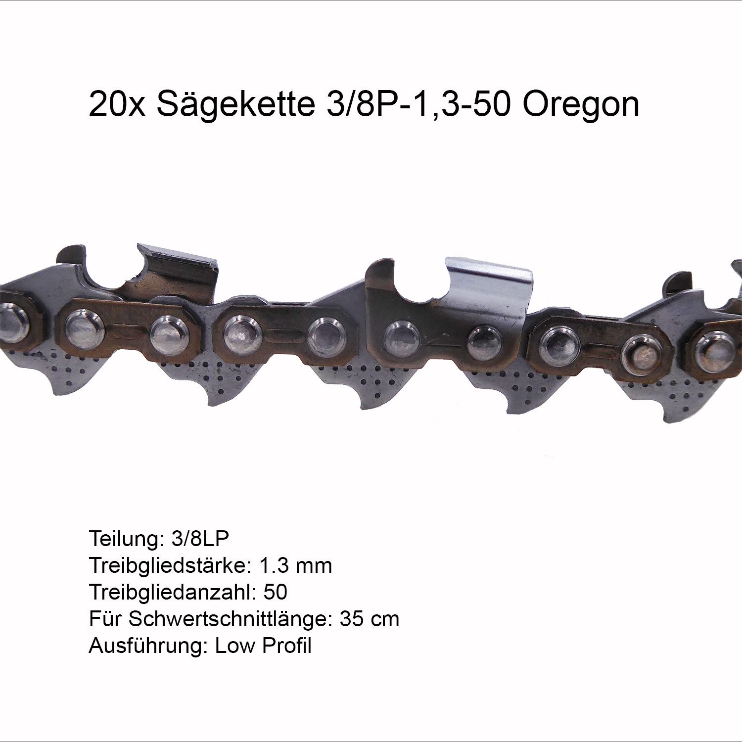 Oregon Ersatzkette Set 20 Stück Oregon Sägeketten 3/8P 1.3 mm 50 TG Ersatzkette, 3/8P