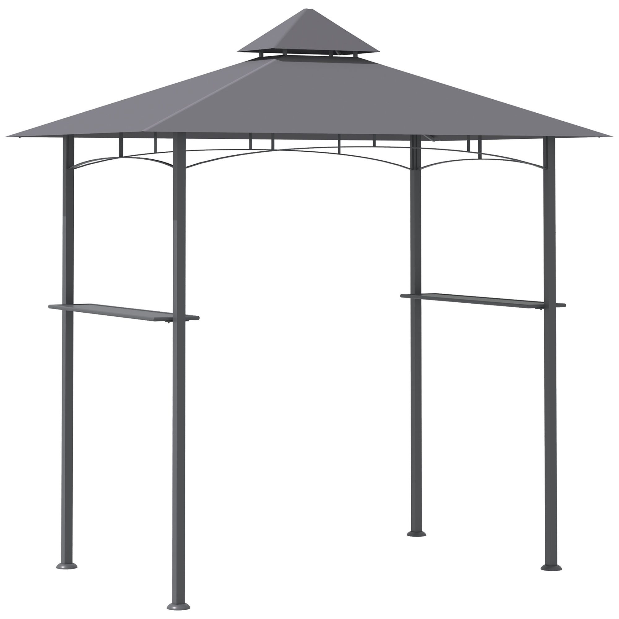 Outsunny Grillpavillon Balkonpavillon mit Ablagen Flammhemmendes Doppeldach, mit 4 Seitenteilen, (Gartenzelt, Grillpavillon), für Garten, Balkon, Grau