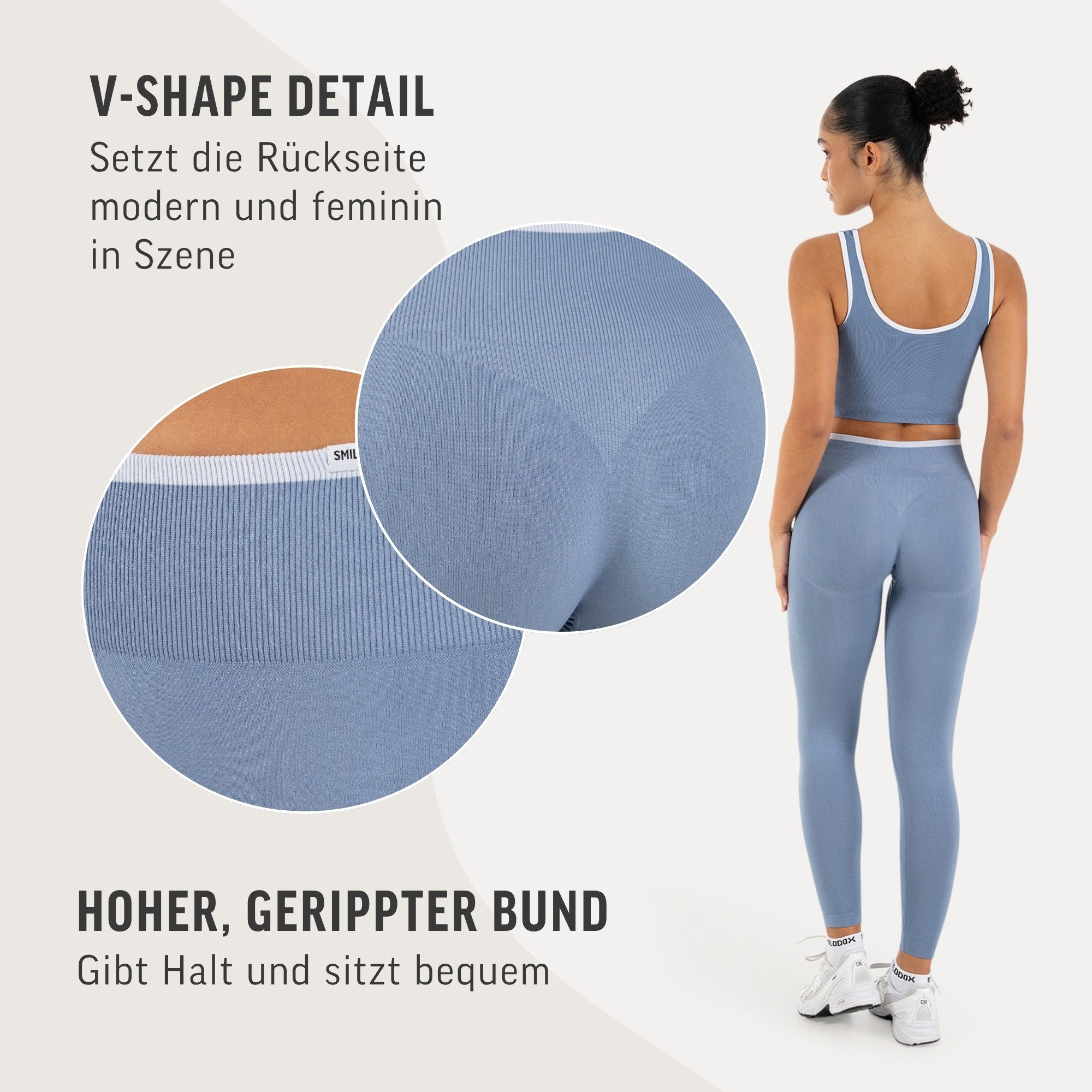 Smilodox Leggings Jorina, Sporthose Damen Shaped Fit, High Waist, V-Shape, Gym & Yoga V-Shape Rücken, hoher Bund, Stretch, Struktur, weich – Bild 5 von 5