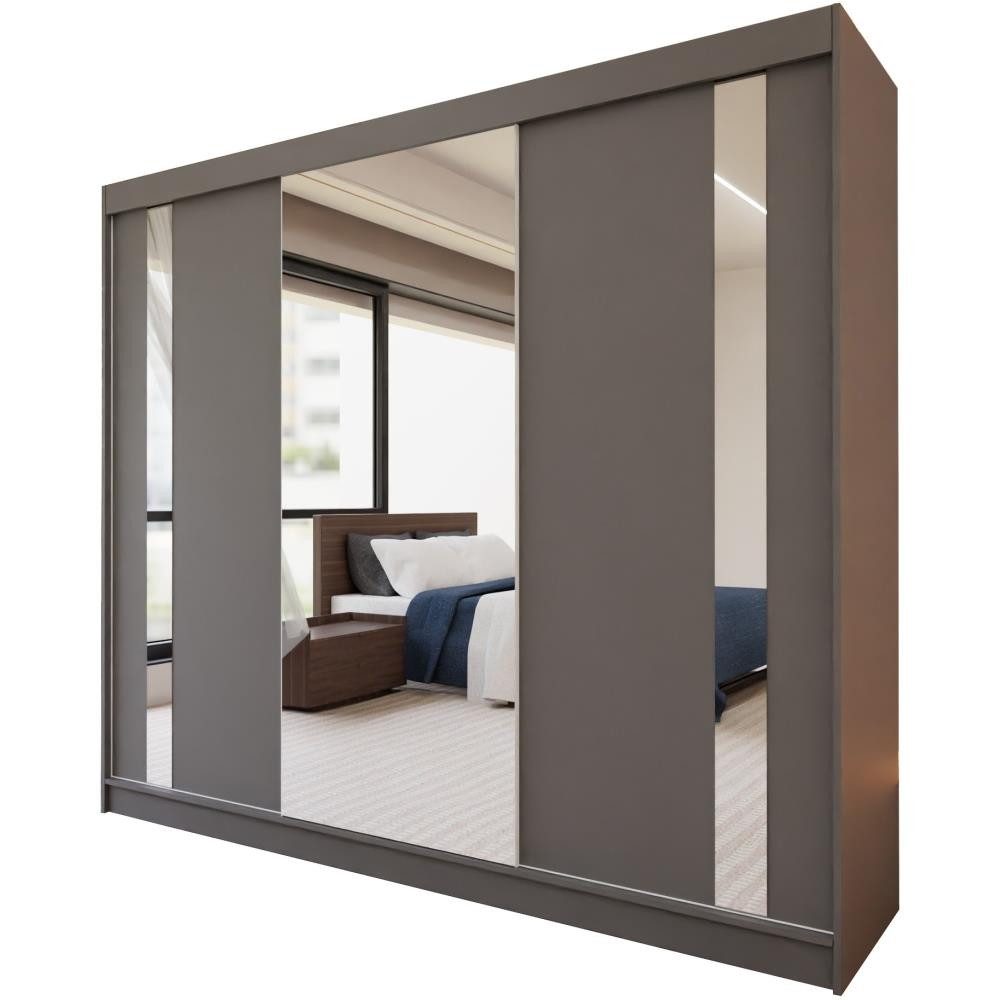 Beautysofa Schwebetürenschrank Gaja (weiß, schwarz, graphit, artisan, Kaschmir Farbe) mit Schubladen, Spiegeln und Kleiderstange