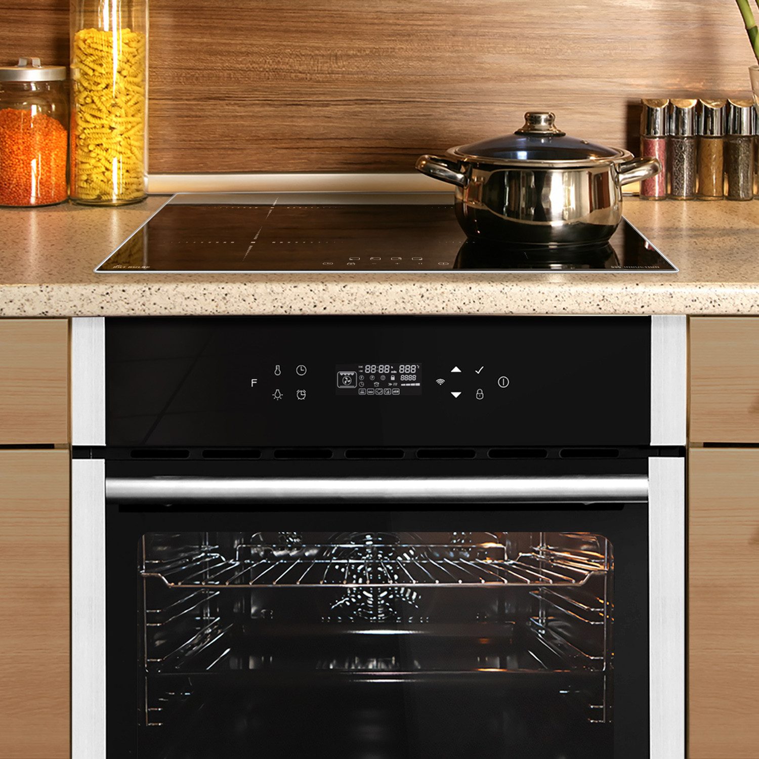 KKT KOLBE Backofen-Set Backofen und Induktionskochfeld SET8313HCIH859ED, mit Teleskopauszug, DampfClean, 60cm / Herdset / Kochmulde / Einbaubackofen / WIFI