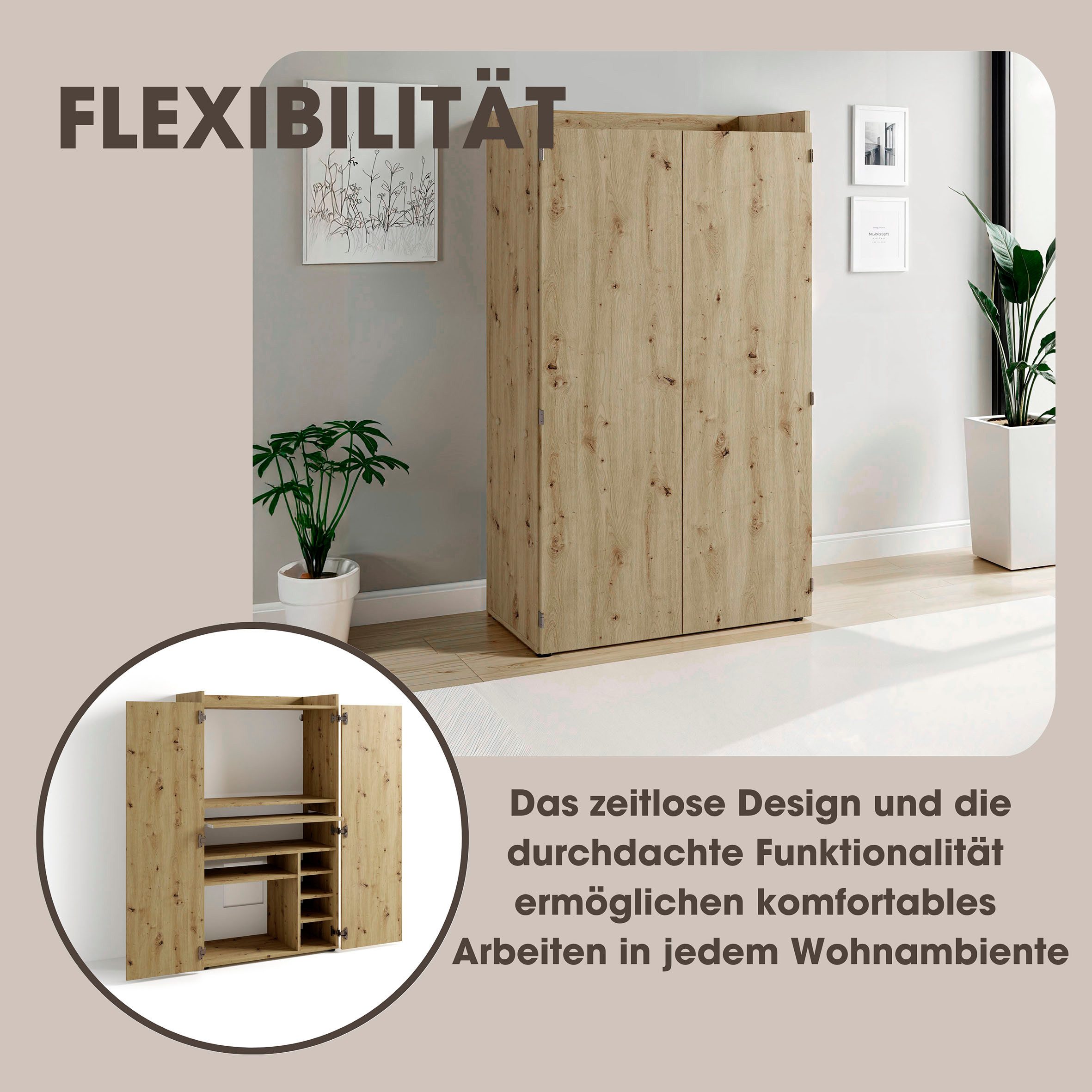 byLIVING Sekretär Janne, platzsparende Arbeitslösung für den Wohnraum mit viel Stauraum
