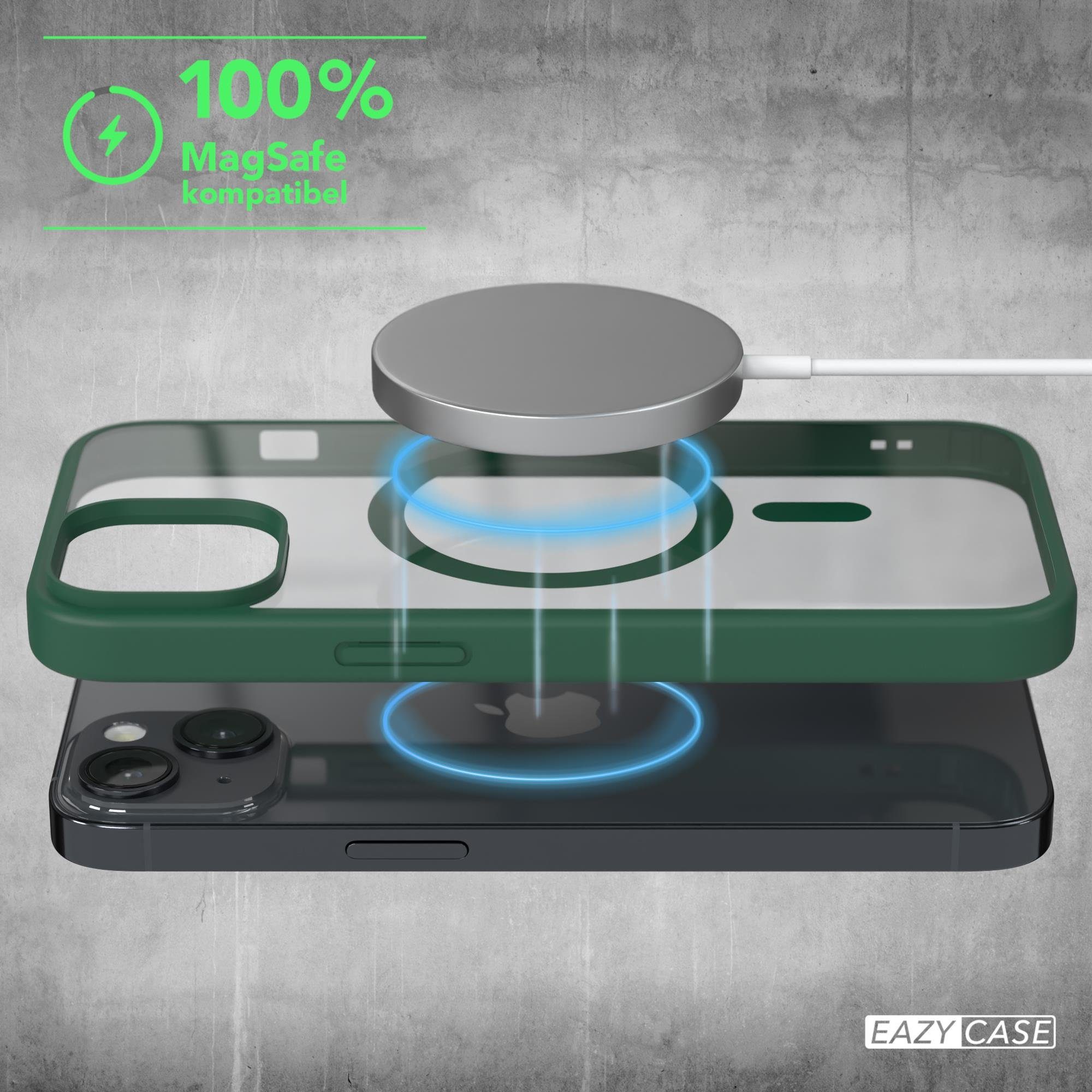EAZY CASE Handyhülle Transparente Hülle mit MagSafe für iPhone 14 6,1 Zoll, TPU Hülle, flexibel, Clear Case Silikonhülle anti-kratz Backcover Grün