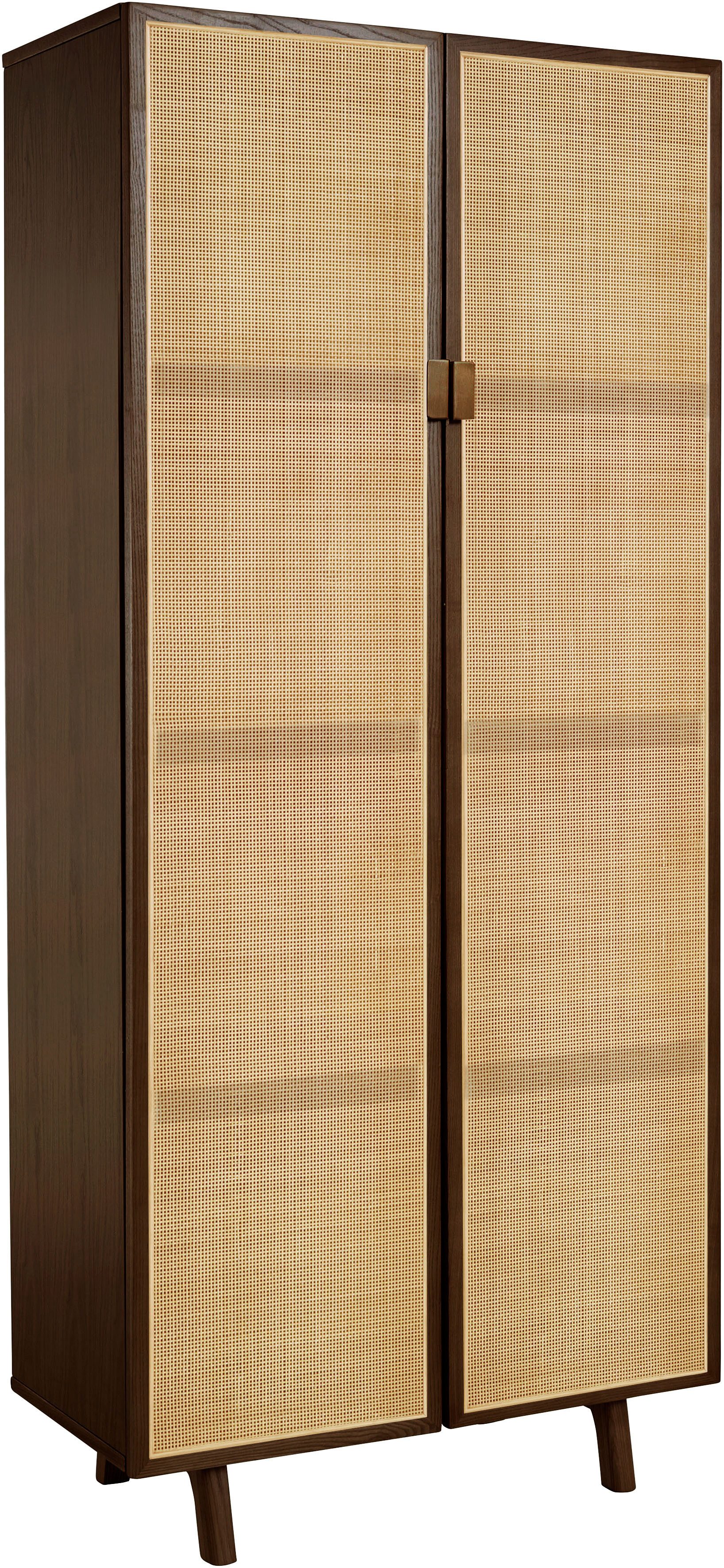 LeGer Home by Lena Gercke Highboard Lina (Kommode, Melaminoberfläche), Mit Rattan Einsatz, 4 Innenfächer, teilmassiv