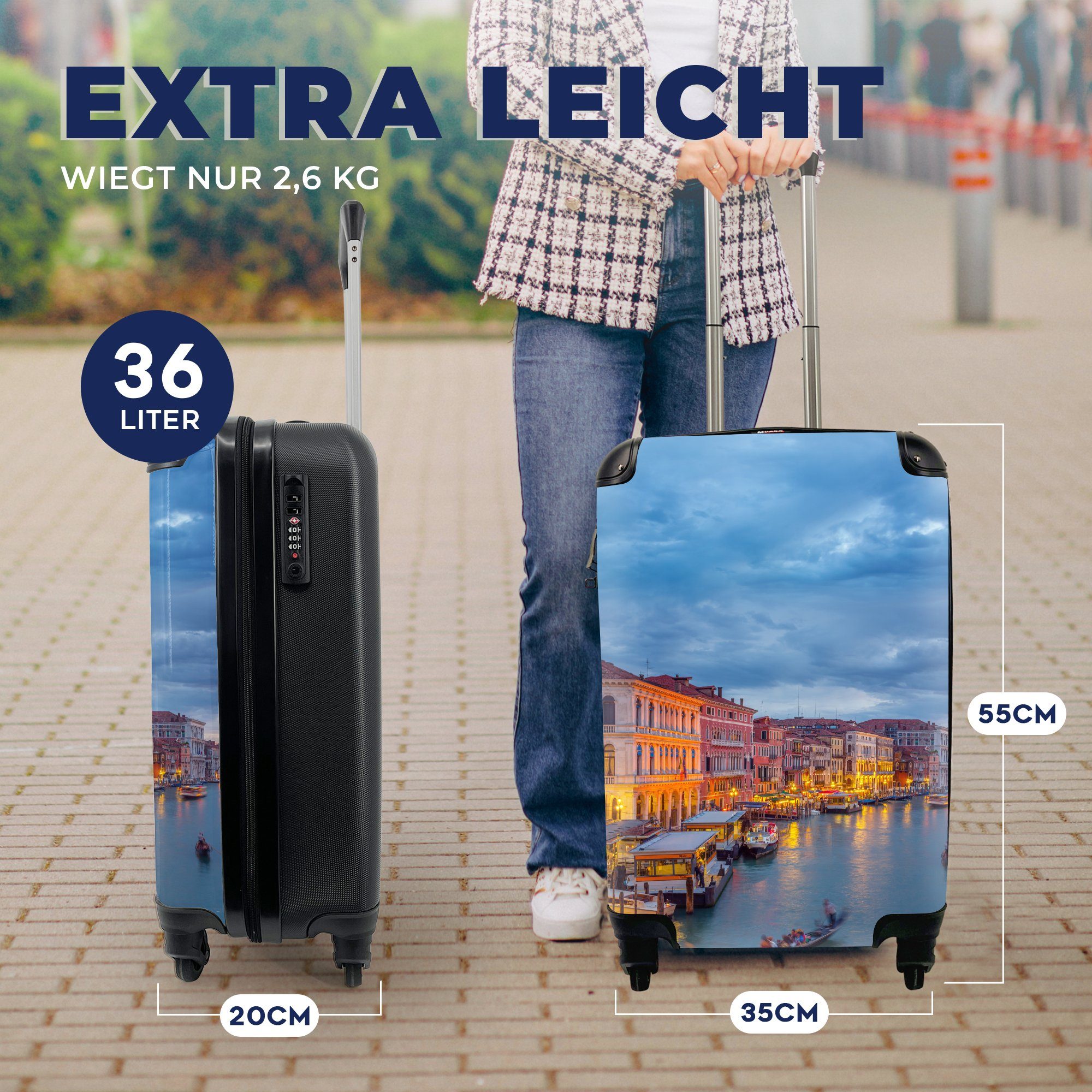 Reisetasche Handgepäckkoffer für Wasser Trolley, Rollen, Reisekoffer - 4 Nacht rollen, Handgepäck Ferien, - mit Venedig, MuchoWow