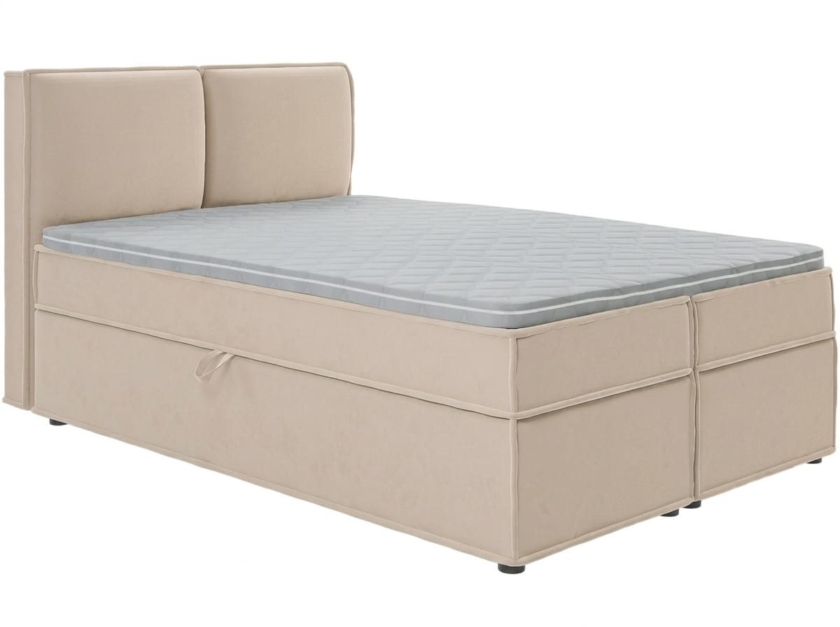 JVmoebel Boxspringbett Beigefarbenes Boxspringbett 160×200 mit Stauraum und Matratze, Made in Europa