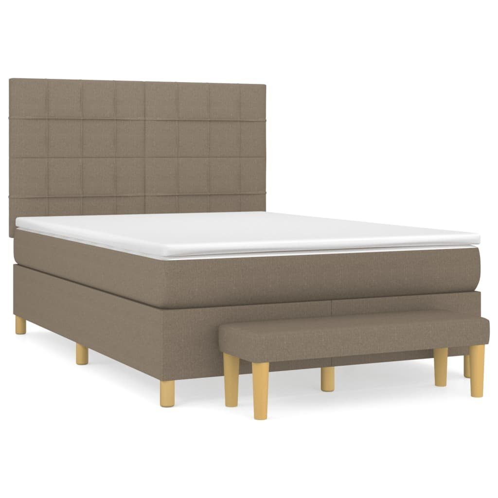vidaXL Boxspringbett 140 x 200 cm Boxspringbett mit Matratze Taupe 140x200 cm Stoff Bett Be