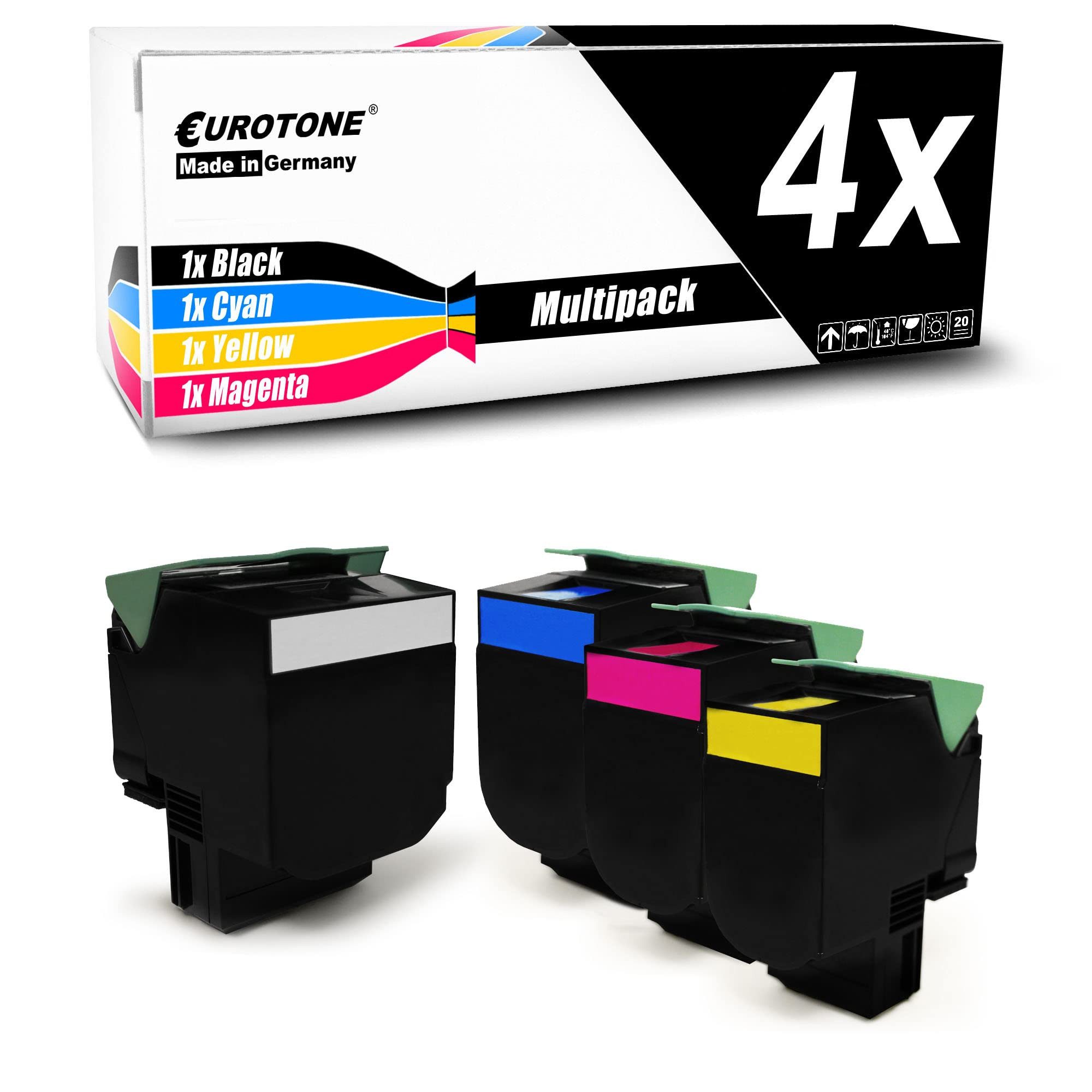 Eurotone Tonerkartusche Toner im Set 4X Toner kompatibel für je Lexmark CS720 CS725 CX725…, (Multipack, 4-St., 4-teiliges Set), Kompatibel, sofort einsatzbereit