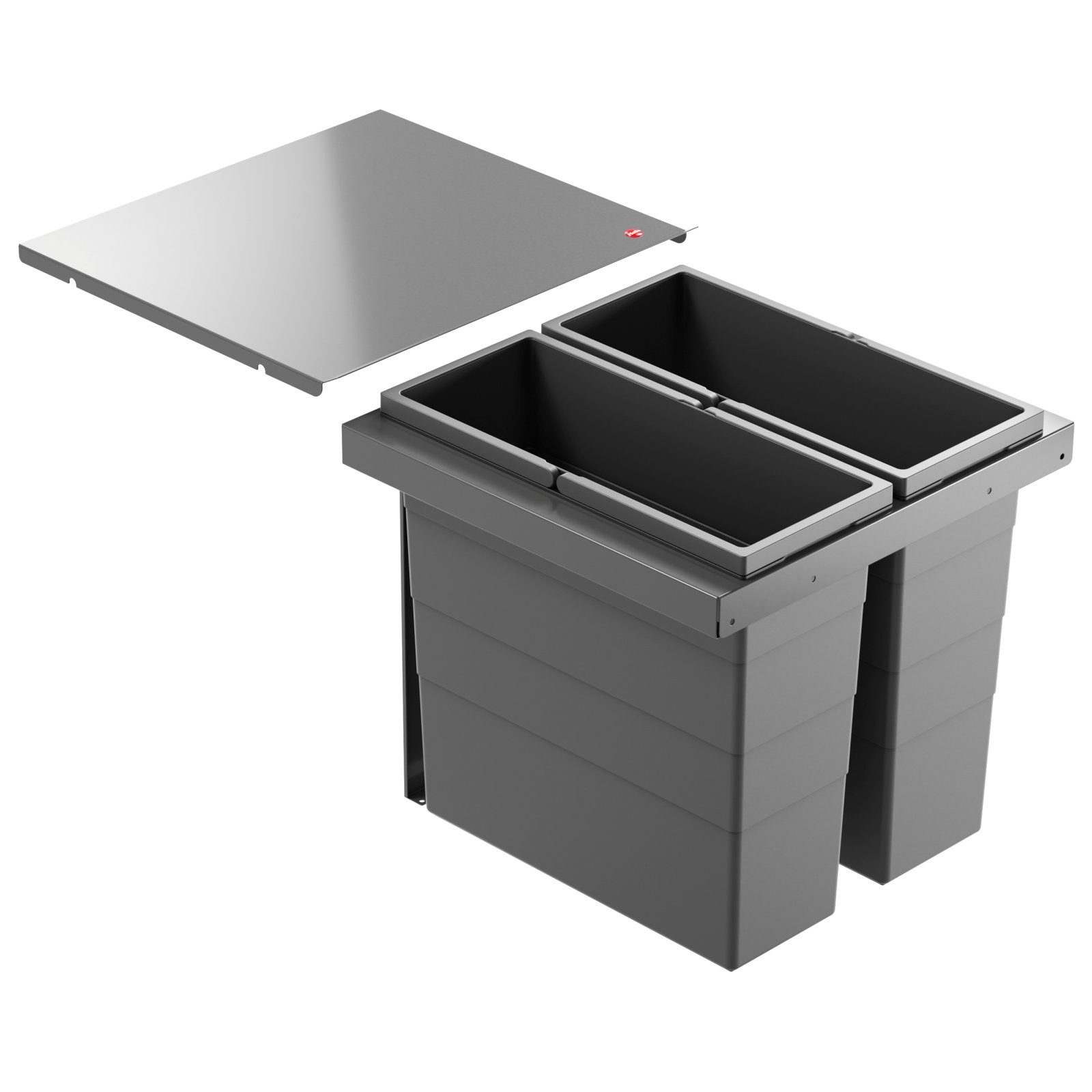 Hailo Mülleimer AS Triple XL 450 18/18 Einbau-Mülltrenner 36 Liter 10000222, schwenkbar, für Unterschrank ab 45 cm, Automatischer Deckel