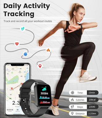 SIEMORL Smartwatch (1,69 Zoll, Android iOS), Damen herren herzfrequenz schrittzähle personalisiertem wasserdicht