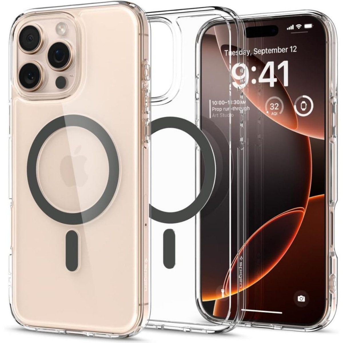 Spigen Handyhülle Ultra Hybrid Graphit mit Magnetfunktion Kompatibel mit iPhone 16 Pro 6,3, Graphitfarbener Rahmen mit integrierter Magnetfunktion