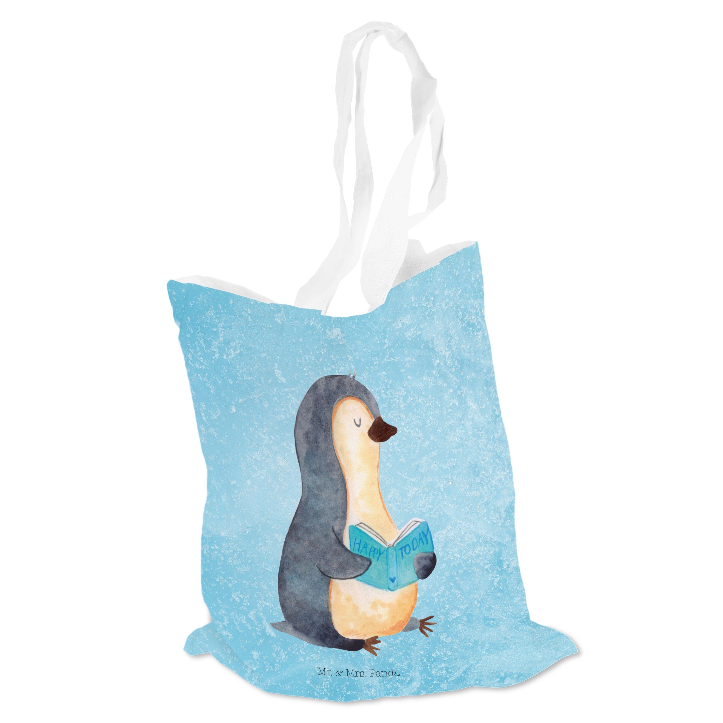 Lesen, Pinguin - Geschenk, Buch (1-tlg) Bücherwurm, Mr. & Tragetasche Panda - Eisblau Mrs. Einkaufstasche,