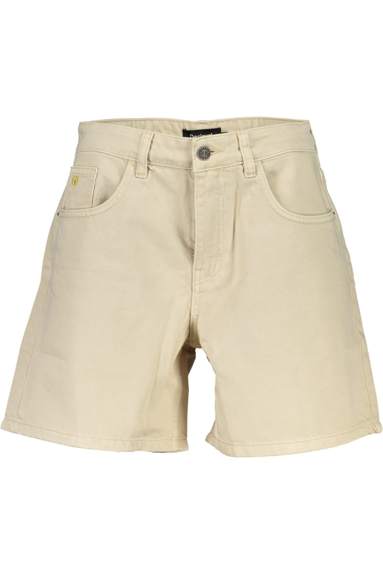 Desigual 2-in-1-Shorts Damen-Jeans-Shorts Beige: Kurze Hose mit 5 Taschen und Reißverschluss