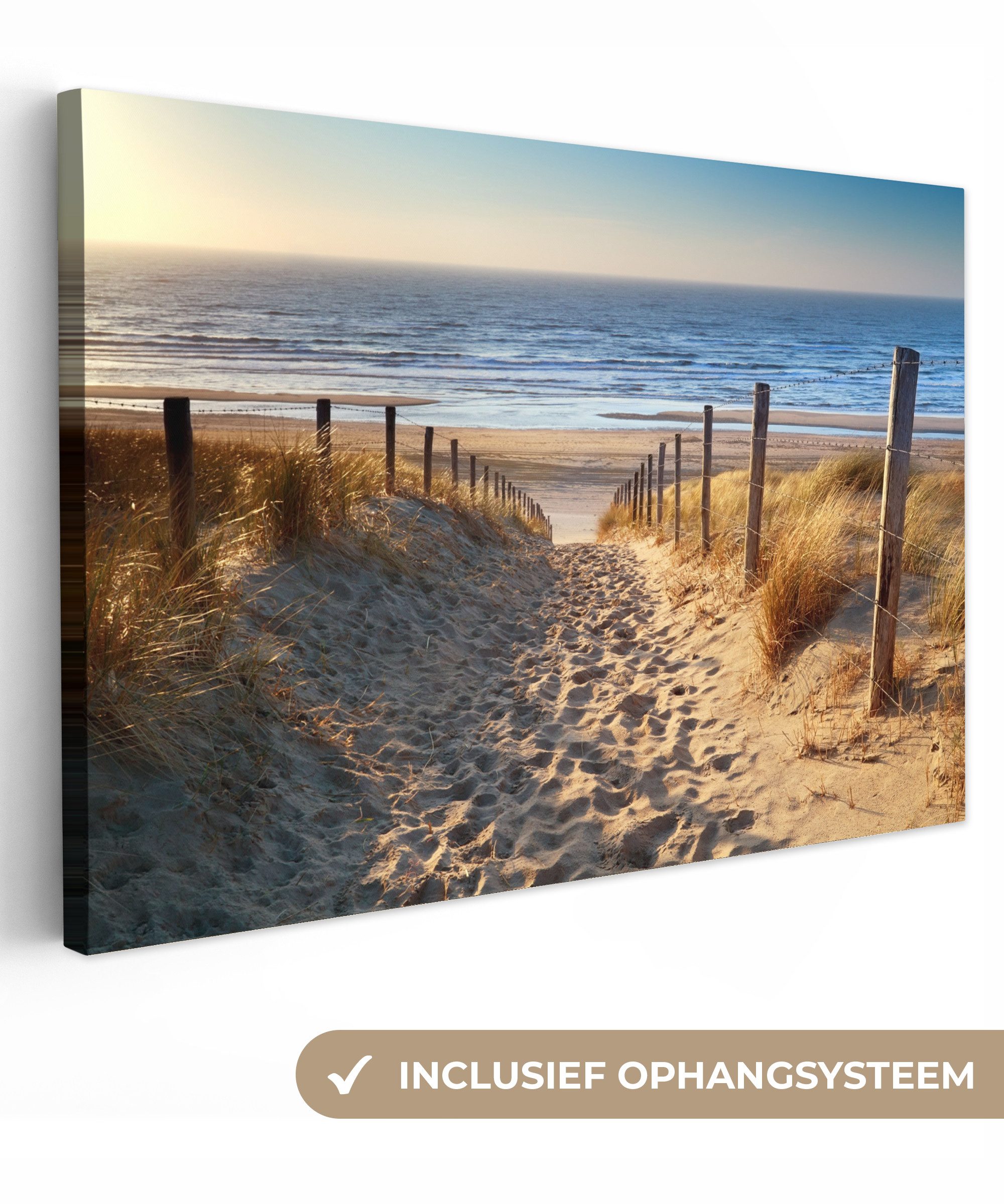 OneMillionCanvasses® Leinwandbild Strand - Meer - Niederlande - Dünen - Sonne, Fotodruck (1 St), Leinwand Bilder Klein, Wand Dekoration Aesthetic 30x20 cm