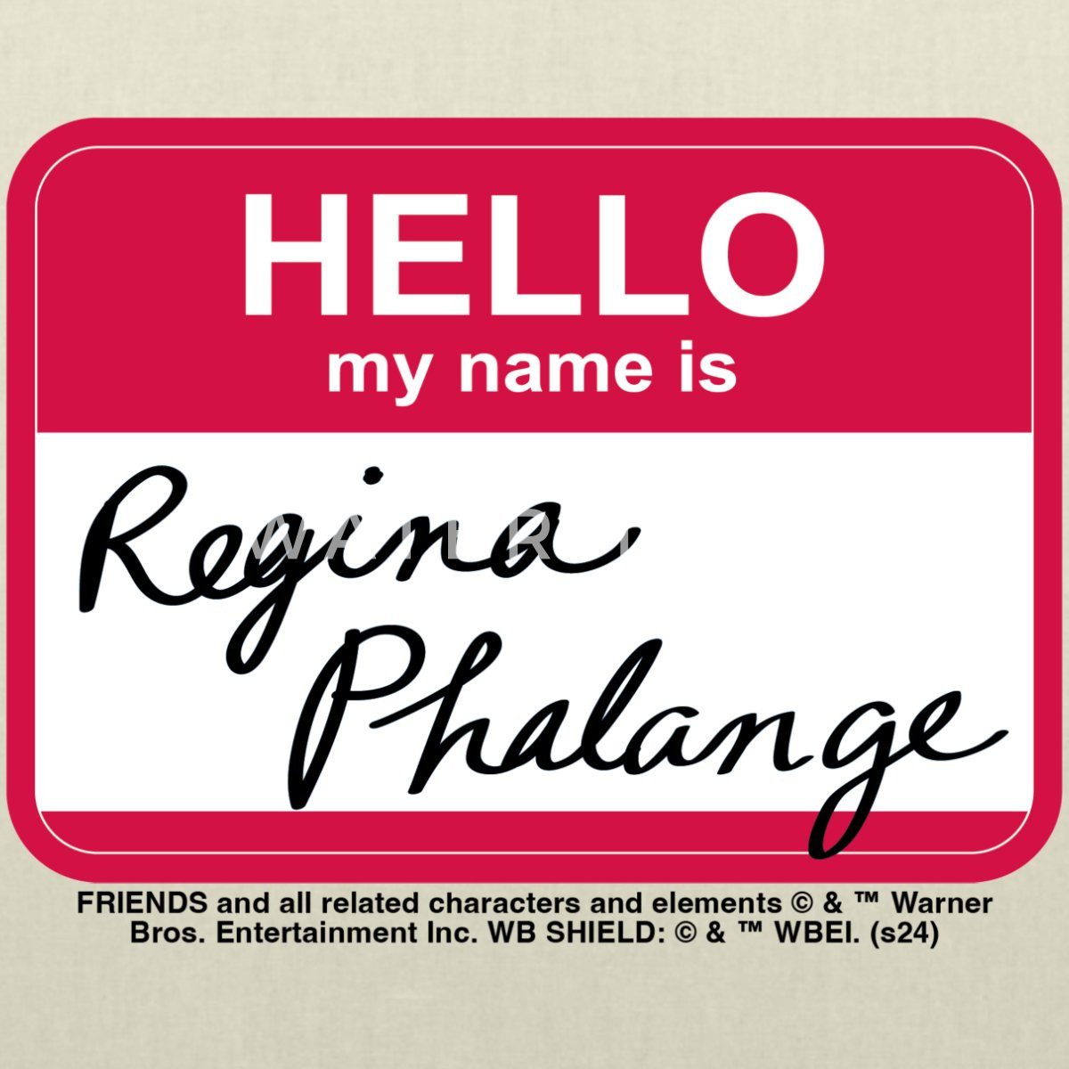 Spreadshirt Henkeltasche Friends Regina Phalange Namensschild-Design Stoffbeutel (1-tlg)