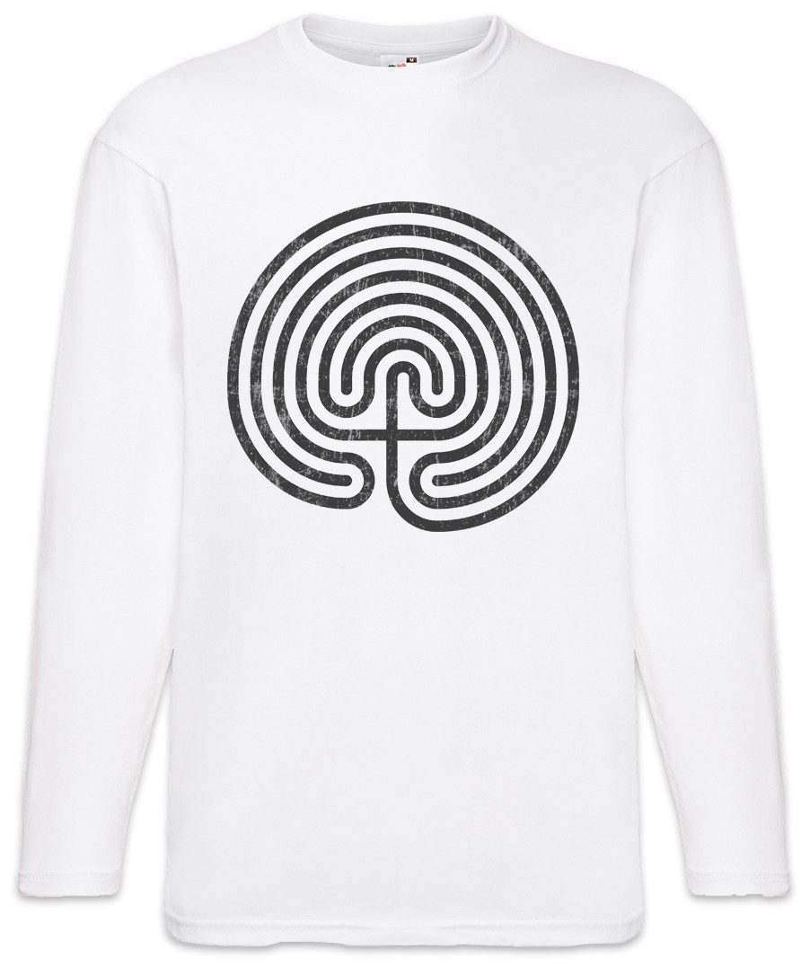 Langarmshirt Cretan Maze Langarm T-Shirt Labyrinth Esoterik Mystik Spirale Hypnose