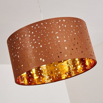 hofstein Hängeleuchte »Fronte« moderne Hängelampe aus Metall/Textil in Braun/Gold, ohne Leuchtmittel, Ø40cm, Höhe max. 170cm, E27