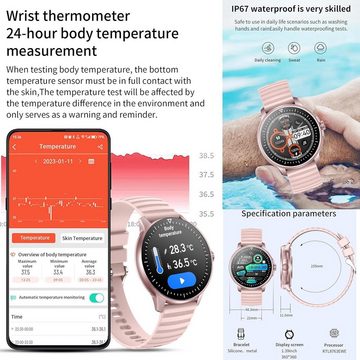 MYSHUN Smartwatch (1,39 Zoll, Android, iOS), mit Telefonfunktion,IP68 Wasserdicht Sportuhr Aktivitätstracker SpO2