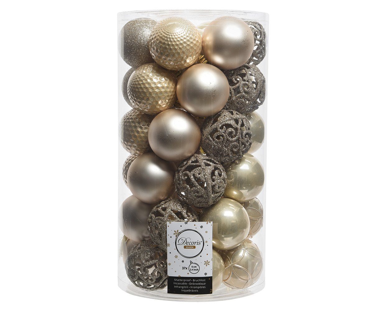 decorations 6cm Decoris Ornamente 37er perle, Set Kunststoff Weihnachtsbaumkugel, Weihnachtskugeln season