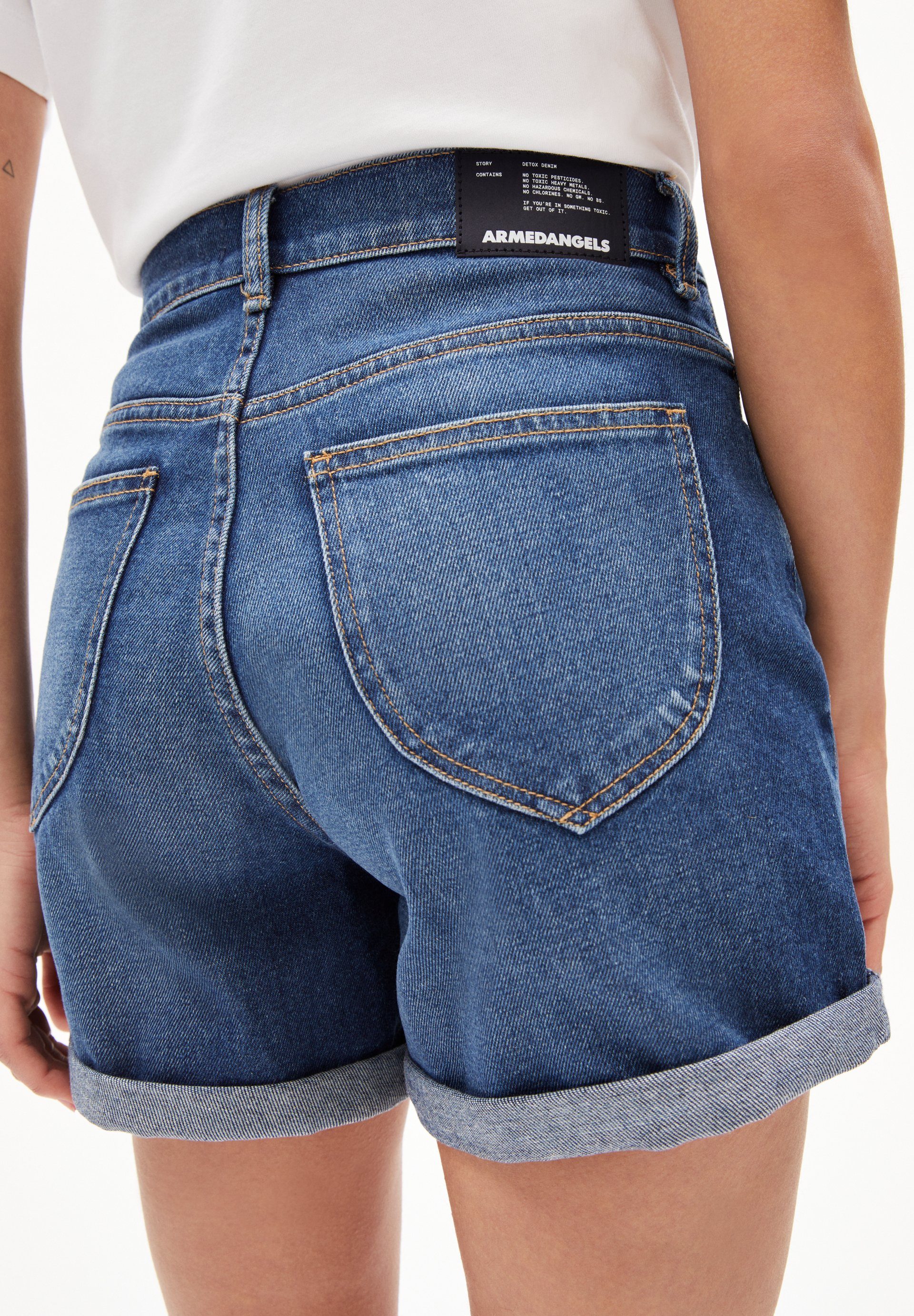 Armedangels Shorts (1-tlg) Shorts dark Jeans Mix aus Bio-Baumwoll Damen SVIAA