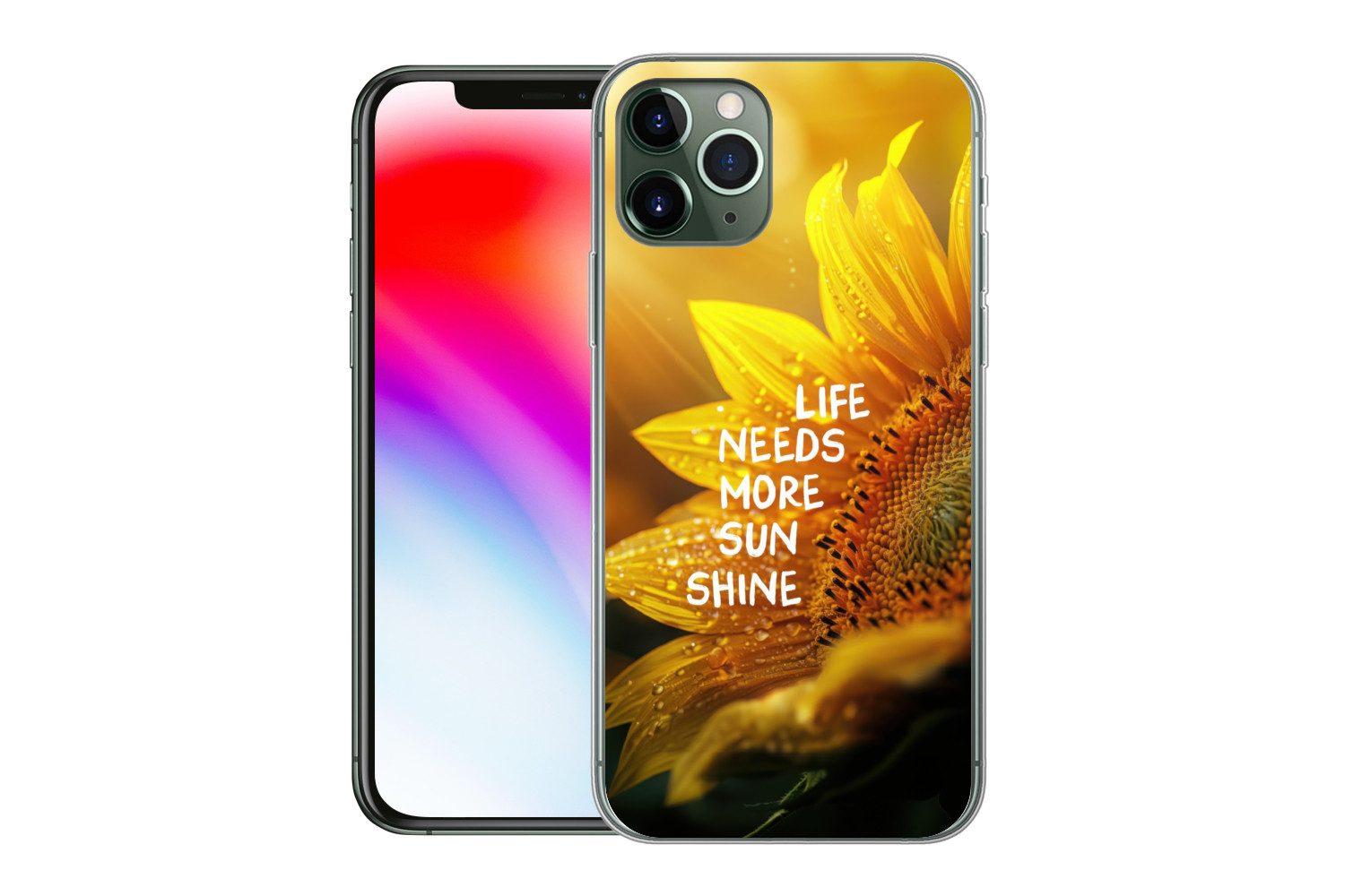MuchoWow Handyhülle für Apple iPhone 11 Pro Sonnenblume - Nahaufnahme - Gelb - Zitat, Smartphone-Bumper, Print, Handy Schutzhülle Dünn