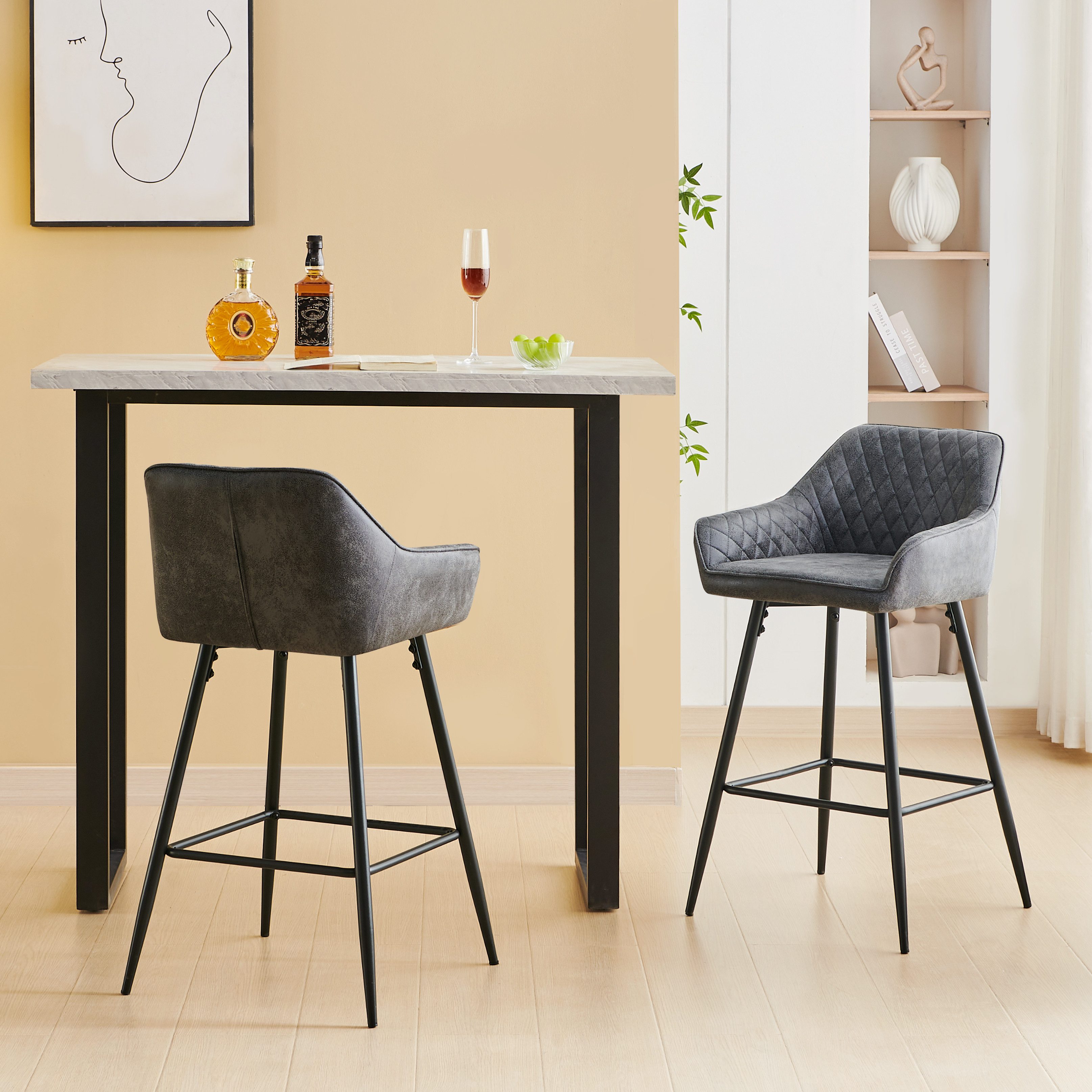 JYMTOM Barhocker Kunstleder Barhocker, 2er-Set, Barstühle mit gepolsterter günstig online kaufen