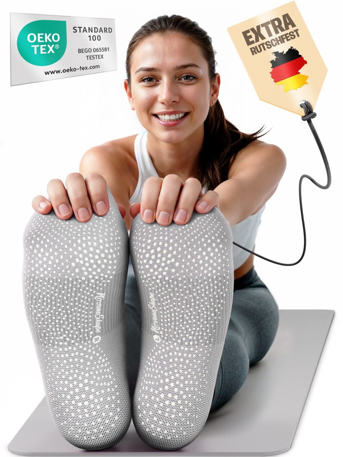 NirvanaShape Sportsocken NirvanaShape Yogasocken Damen 36-44 – Rutschfeste Pilates Socken (1-Paar)