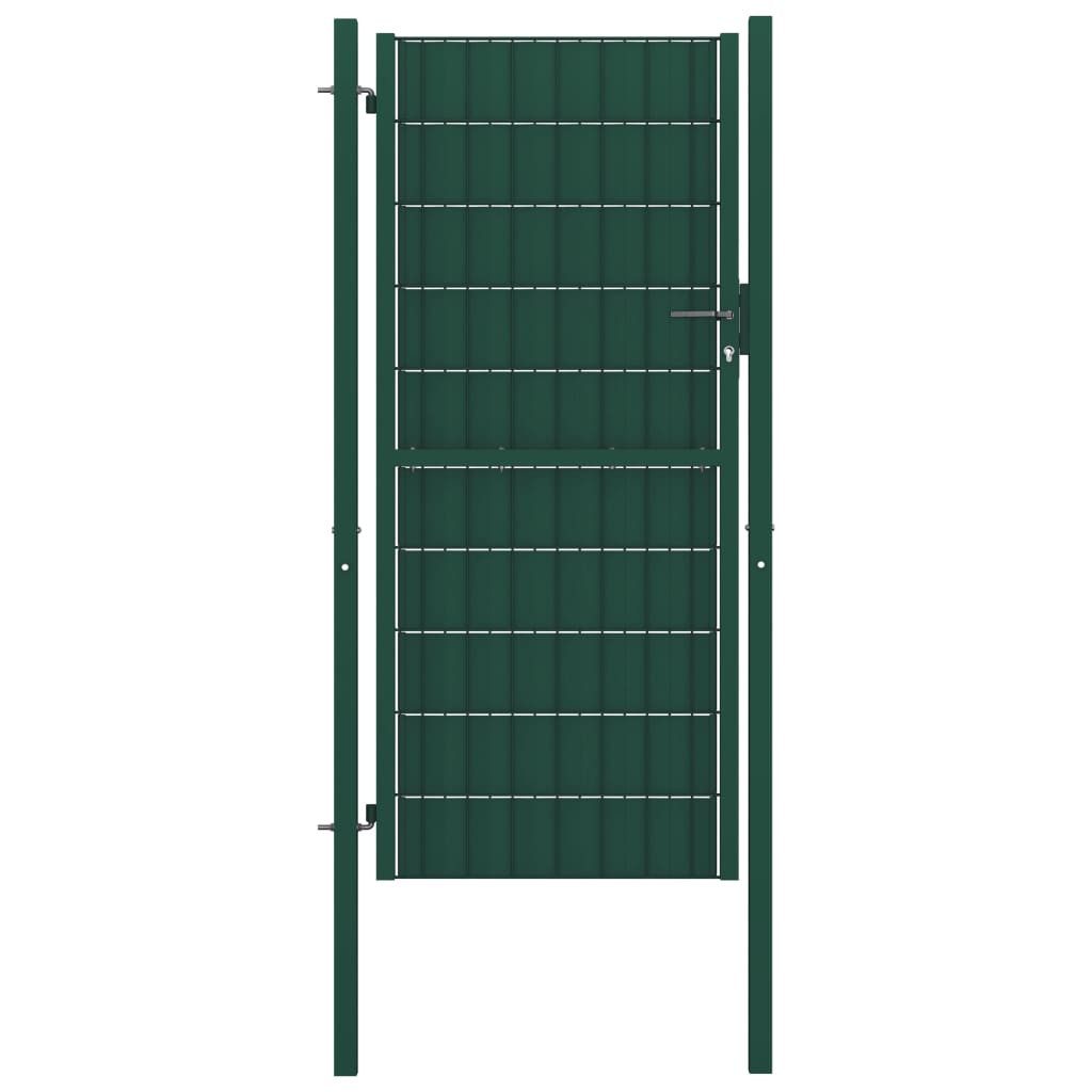 vidaXL Gartentor 100 x 204 cm Zauntor PVC und Stahl 100x204 cm Grün Abschließbar Schlüs