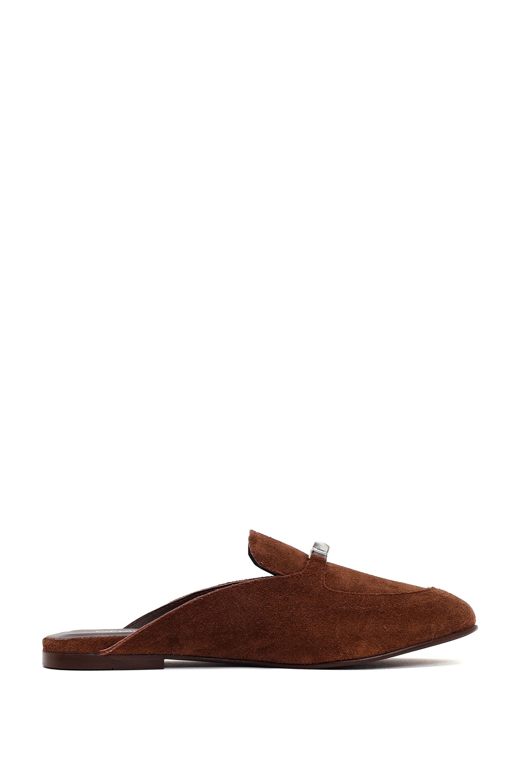 Derimod Loafer-Mules aus Veloursleder Mules Wildleder, Lederfutter, TPU-Sohle, Slip-On-Design, Metallakzent