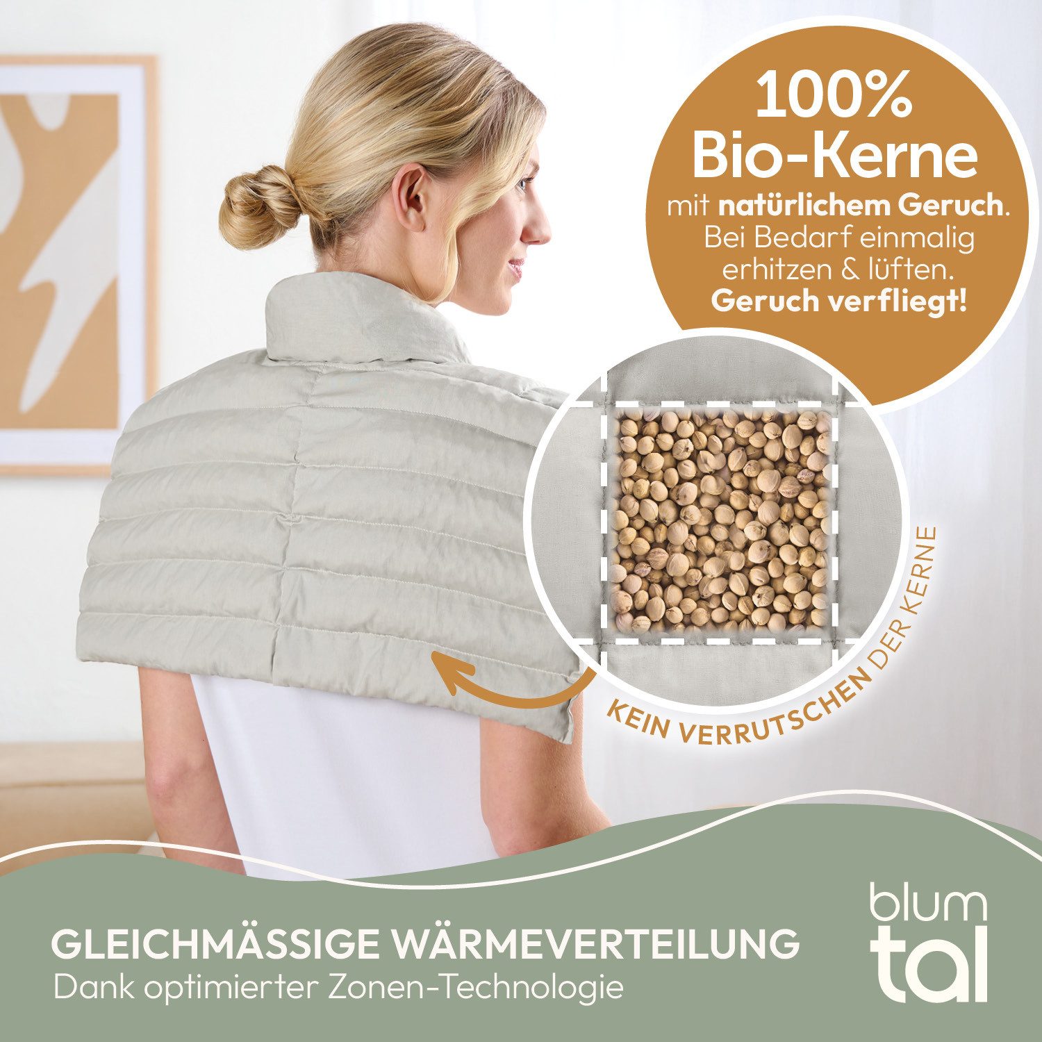 Blumtal Kirschkernkissen Nacken Schulter gegen Nackenschmerzen für die Mikrowelle