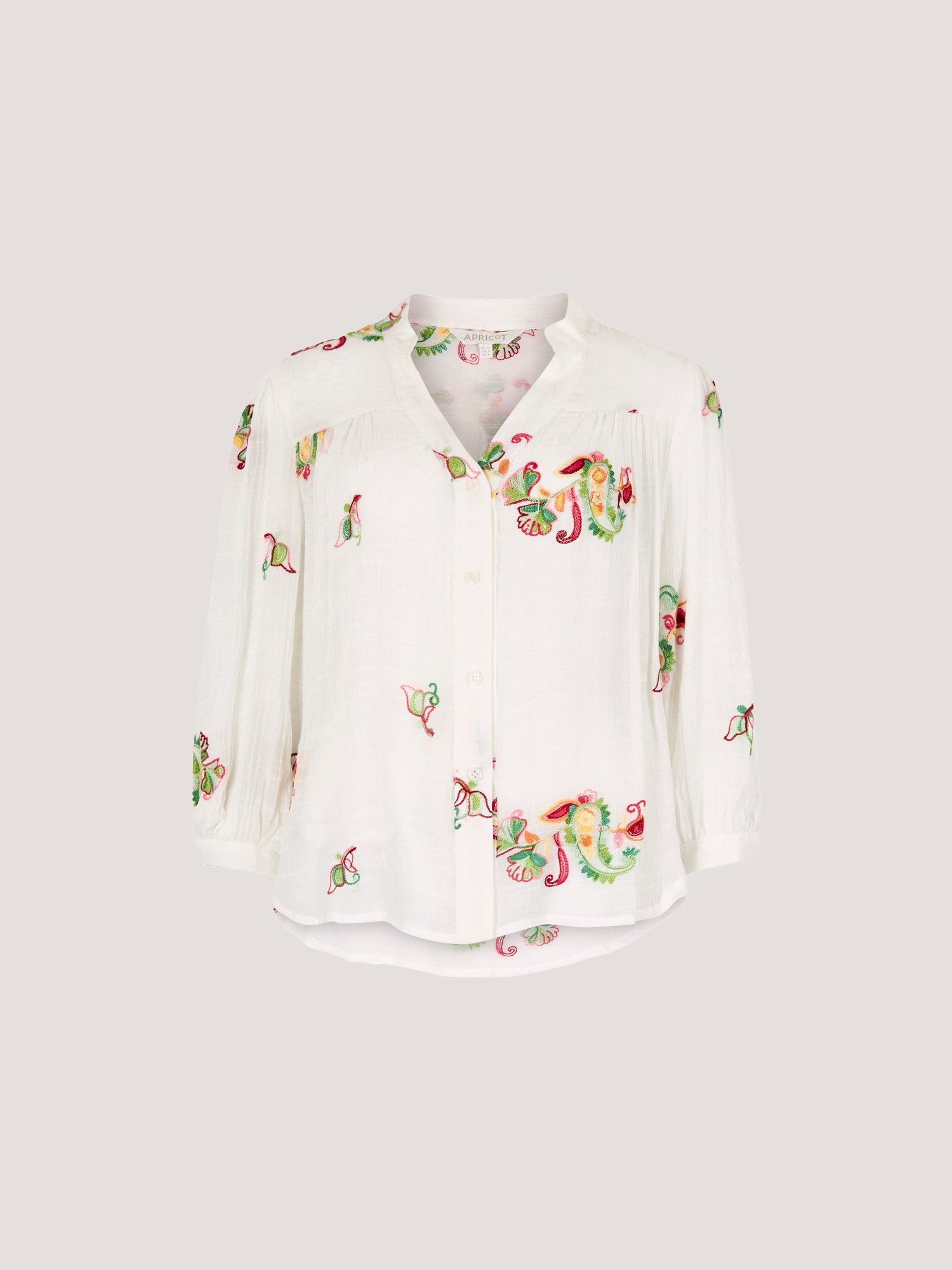 Apricot Blusentop Bluse mit floraler Paisley-Stickerei mit Stehkragen günstig online kaufen