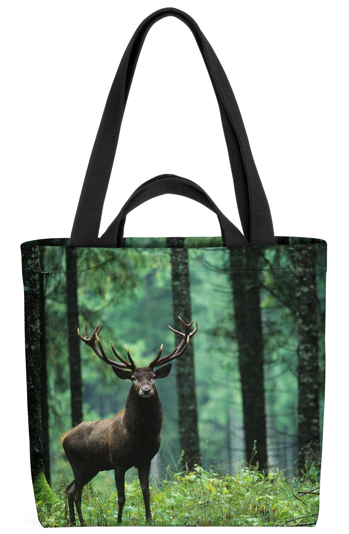 Hirsch Jagd Jagd Geweih Sommer Hirsch Damh Rothirsch (1-tlg), Henkeltasche Wald VOID Sommer Wald