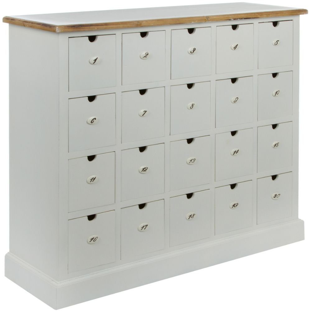 LebensWohnArt Kommode Sideboard Apothekerkommode VENICE weiss 105x93cm