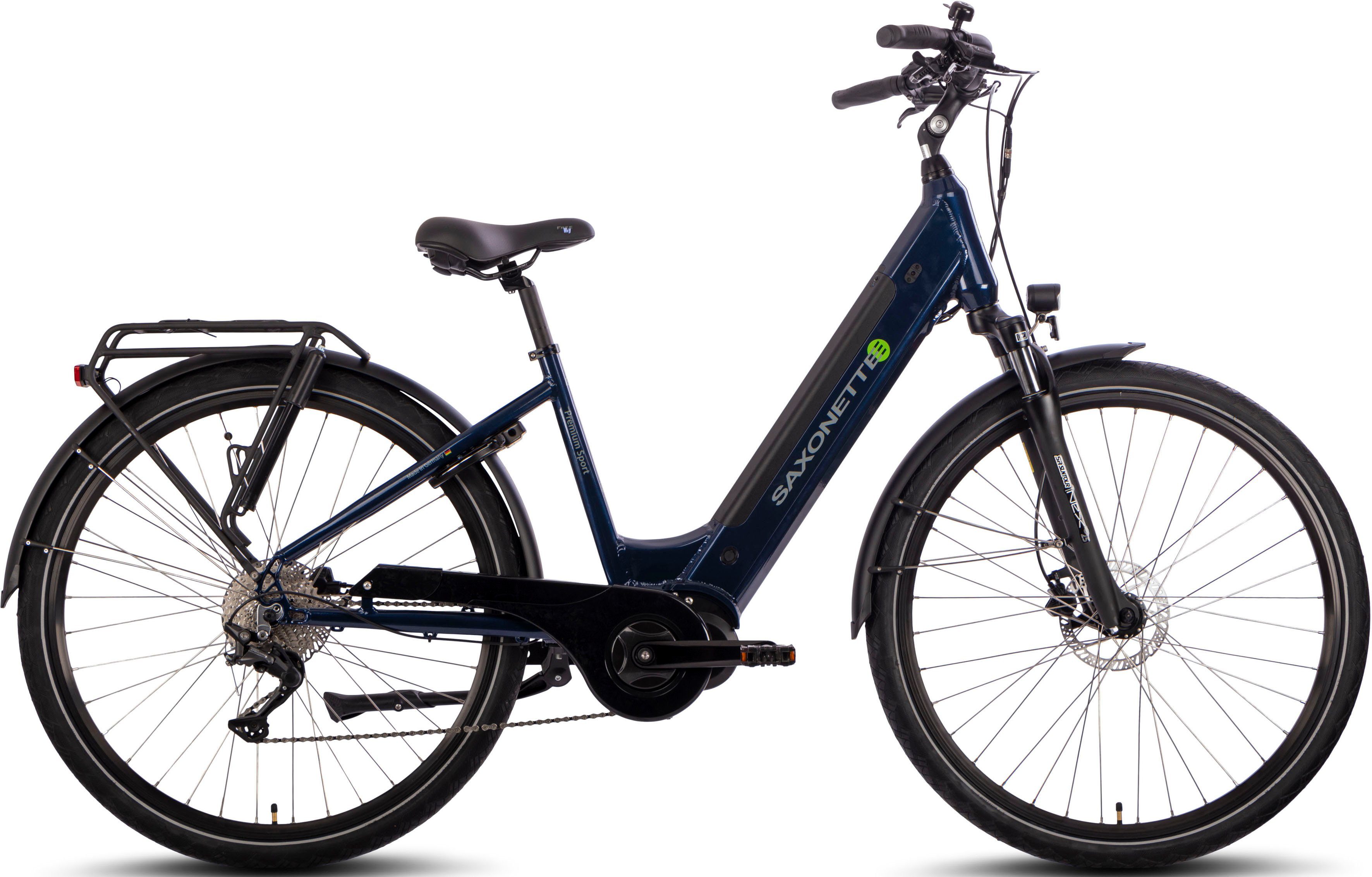 SAXONETTE E-Bike Premium Sport (Wave), 10 Gang, Kettenschaltung, Mittelmotor, 522 Wh Akku