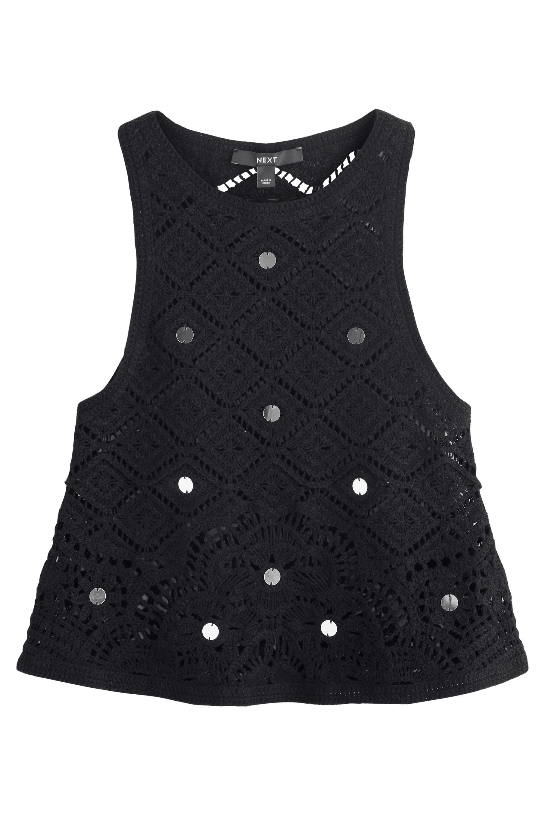 Next Paillettenshirt Trägertop aus Baumwolle mit Spiegel und Pailletten (1-tlg)