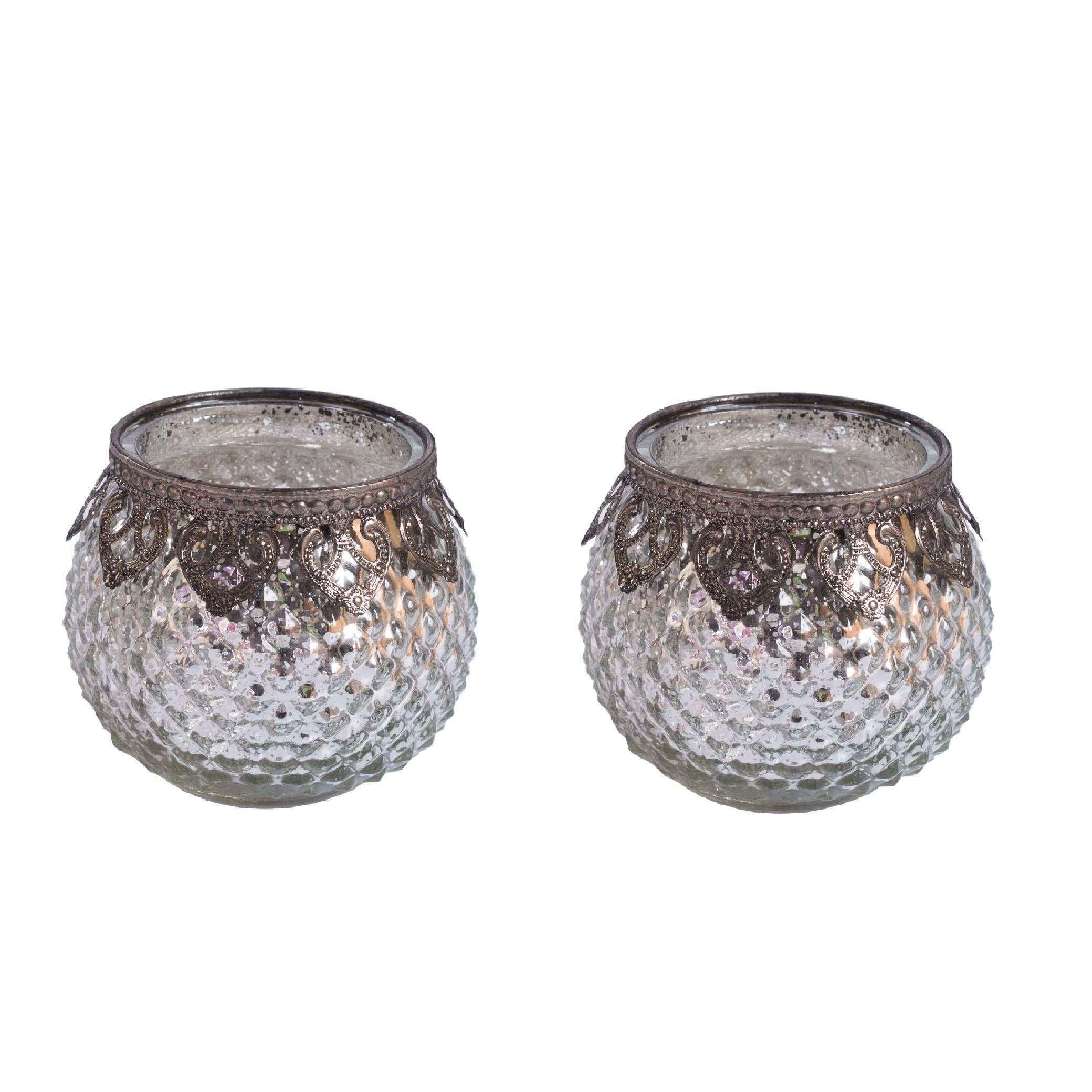 Jinfa (Set, 2er Jinfa® Silber (Oval) Gold, Stück) Set Windlichter Teelichthalter in Silber 2 Elegantes