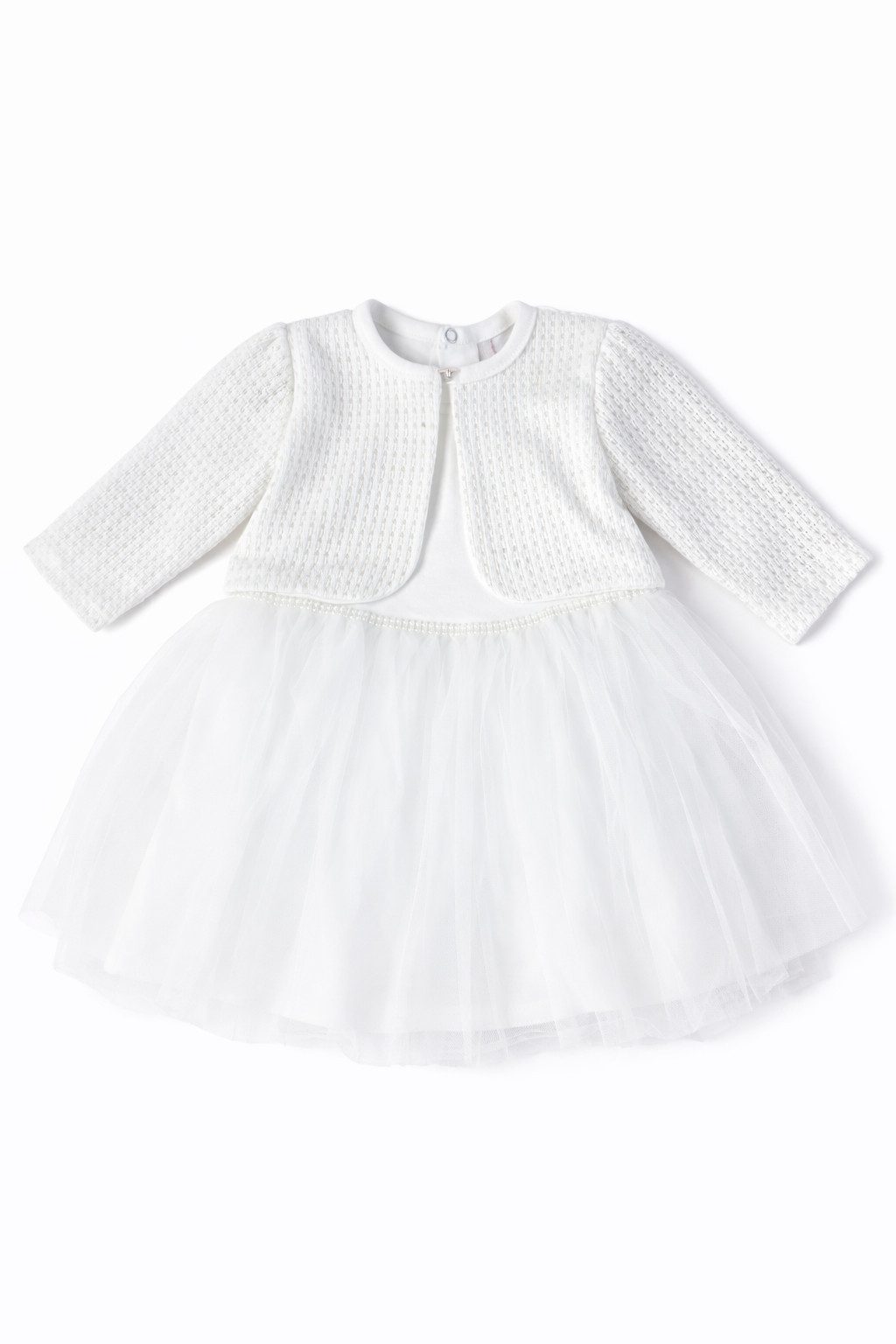 Lorey Medtec Taufkleid Prinzessin Kleid mit Jacke, Party Kleid, Spitze, 100% Baumwolle, Weiß (Kleid + Jacke) Tüll