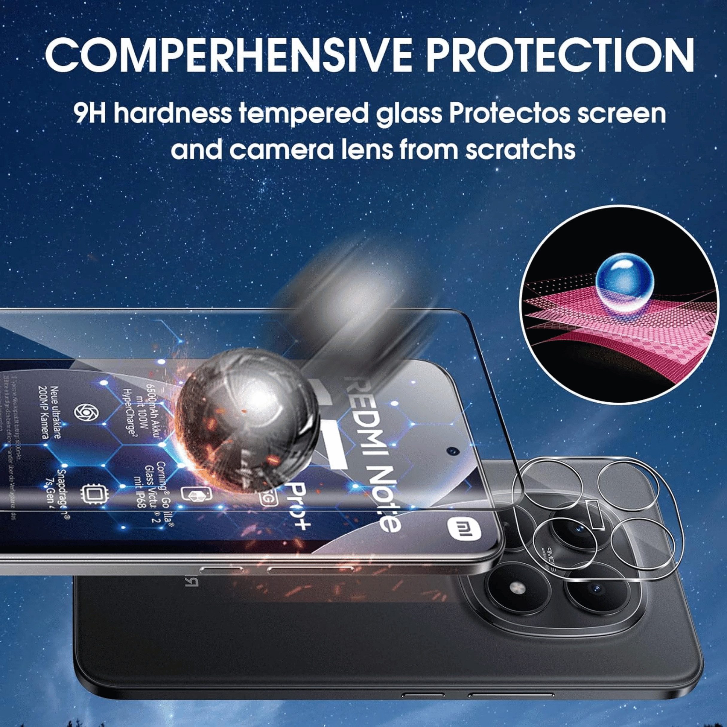 SmartUP Displayschutzglas 2X Schutzglas für Xiaomi Redmi Note 15 Pro Plus 5G Display Kamera Full für Xiaomi Redmi Note 15 Pro Plus 5G, 4 Stück, Rundumschutz, pa – Bild 2 von 5